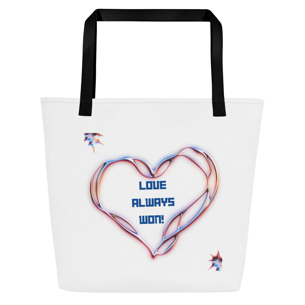 By Faith A Love In Every Moment Of Time And Love Always Wins Print Large Tote Bag