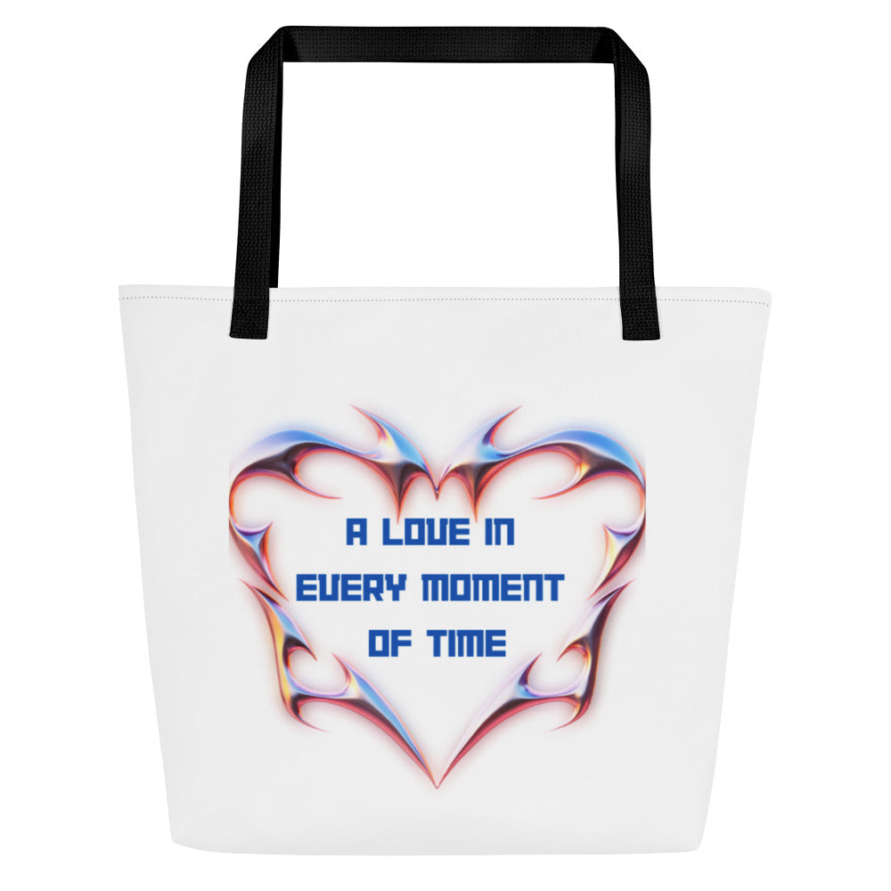 By Faith A Love In Every Moment Of Time And Love Always Wins Print Large Tote Bag