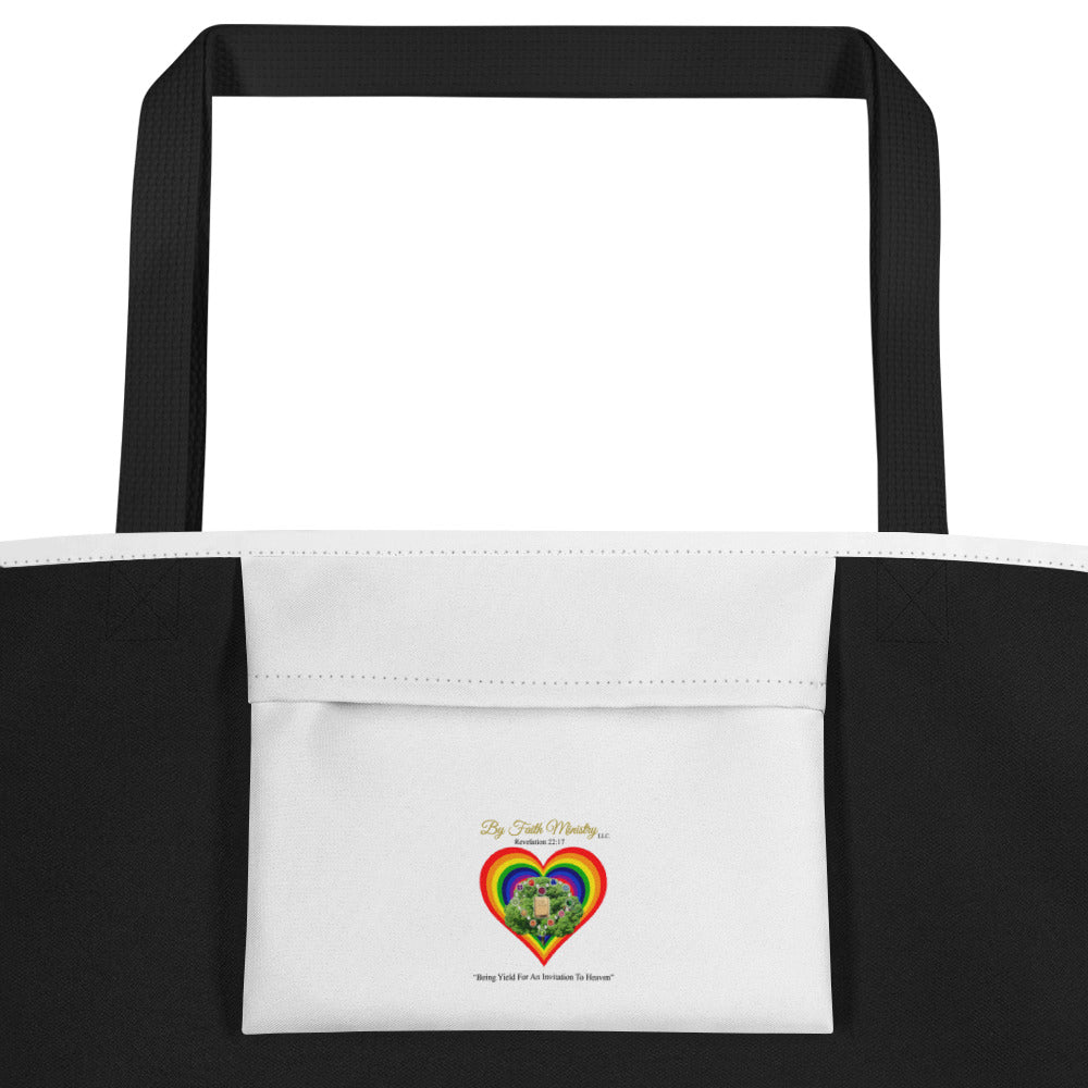 By Faith A Love In Every Moment Of Time And Love Always Wins Print Large Tote Bag