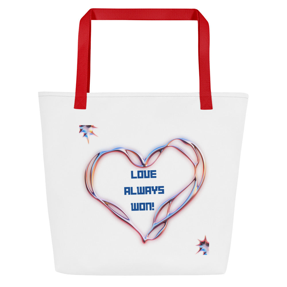 By Faith A Love In Every Moment Of Time And Love Always Wins Print Large Tote Bag