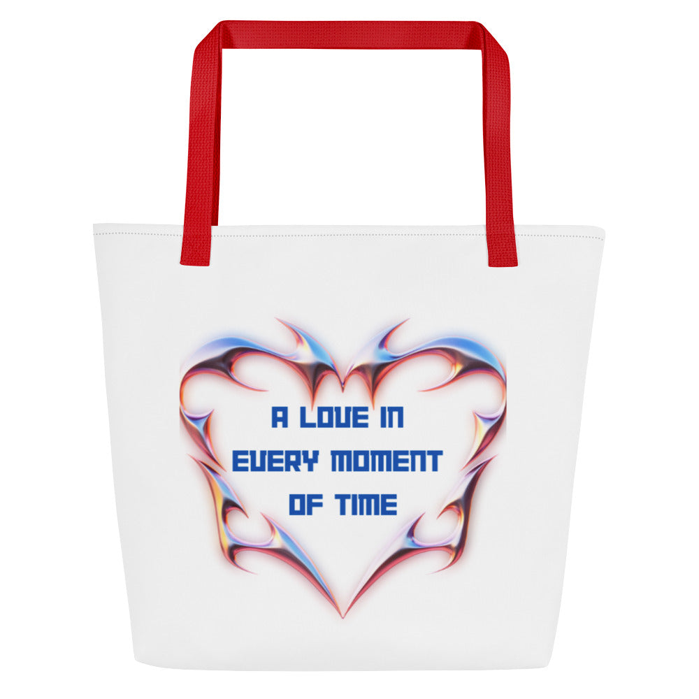 By Faith A Love In Every Moment Of Time And Love Always Wins Print Large Tote Bag