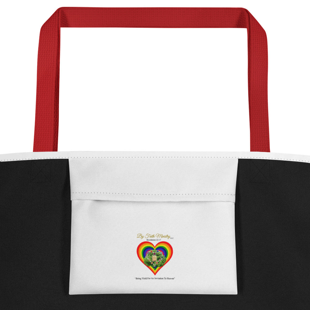 By Faith A Love In Every Moment Of Time And Love Always Wins Print Large Tote Bag