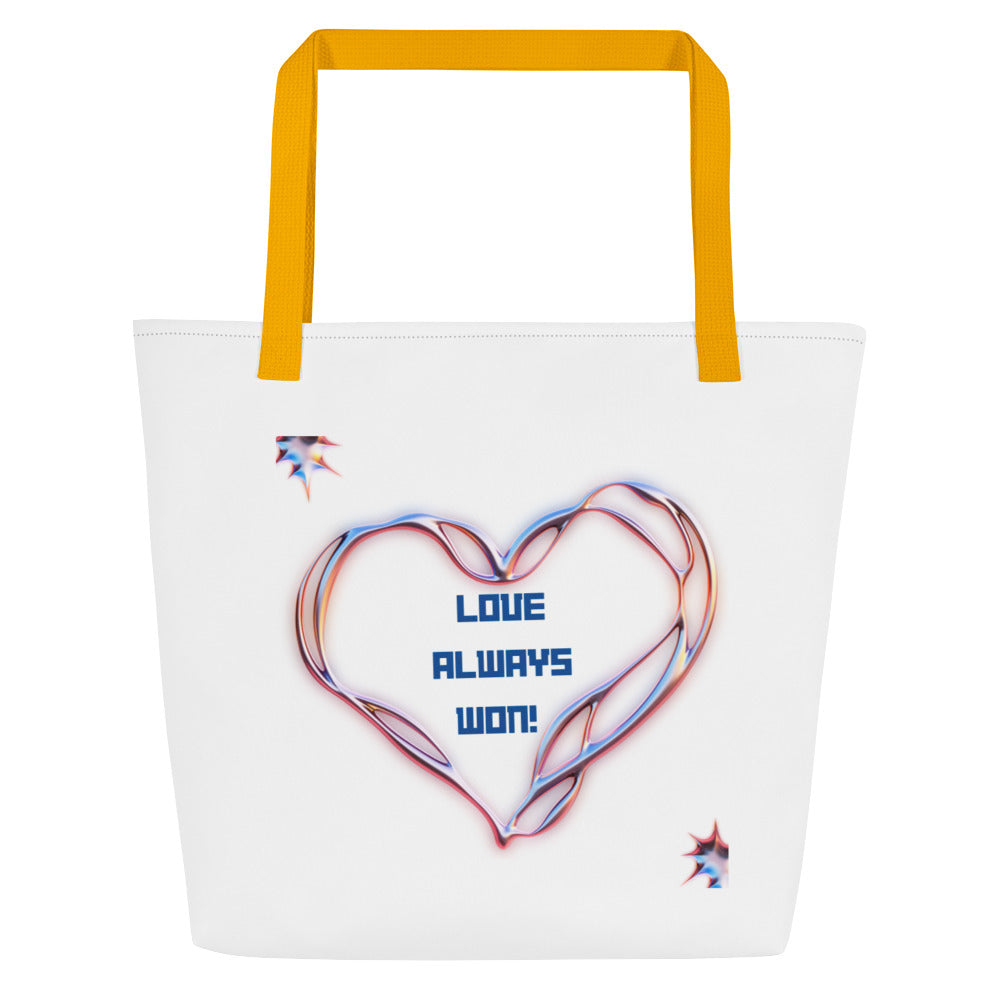 By Faith A Love In Every Moment Of Time And Love Always Wins Print Large Tote Bag