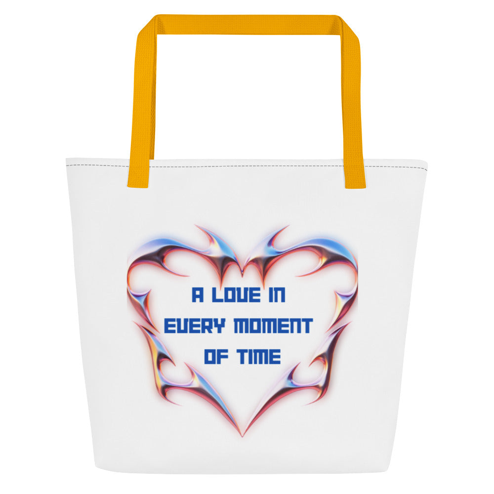 By Faith A Love In Every Moment Of Time And Love Always Wins Print Large Tote Bag