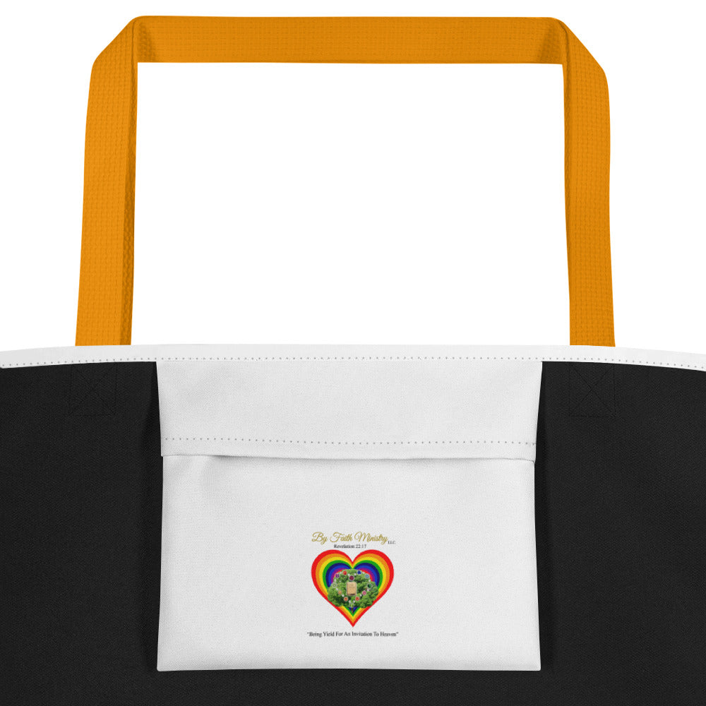 By Faith A Love In Every Moment Of Time And Love Always Wins Print Large Tote Bag