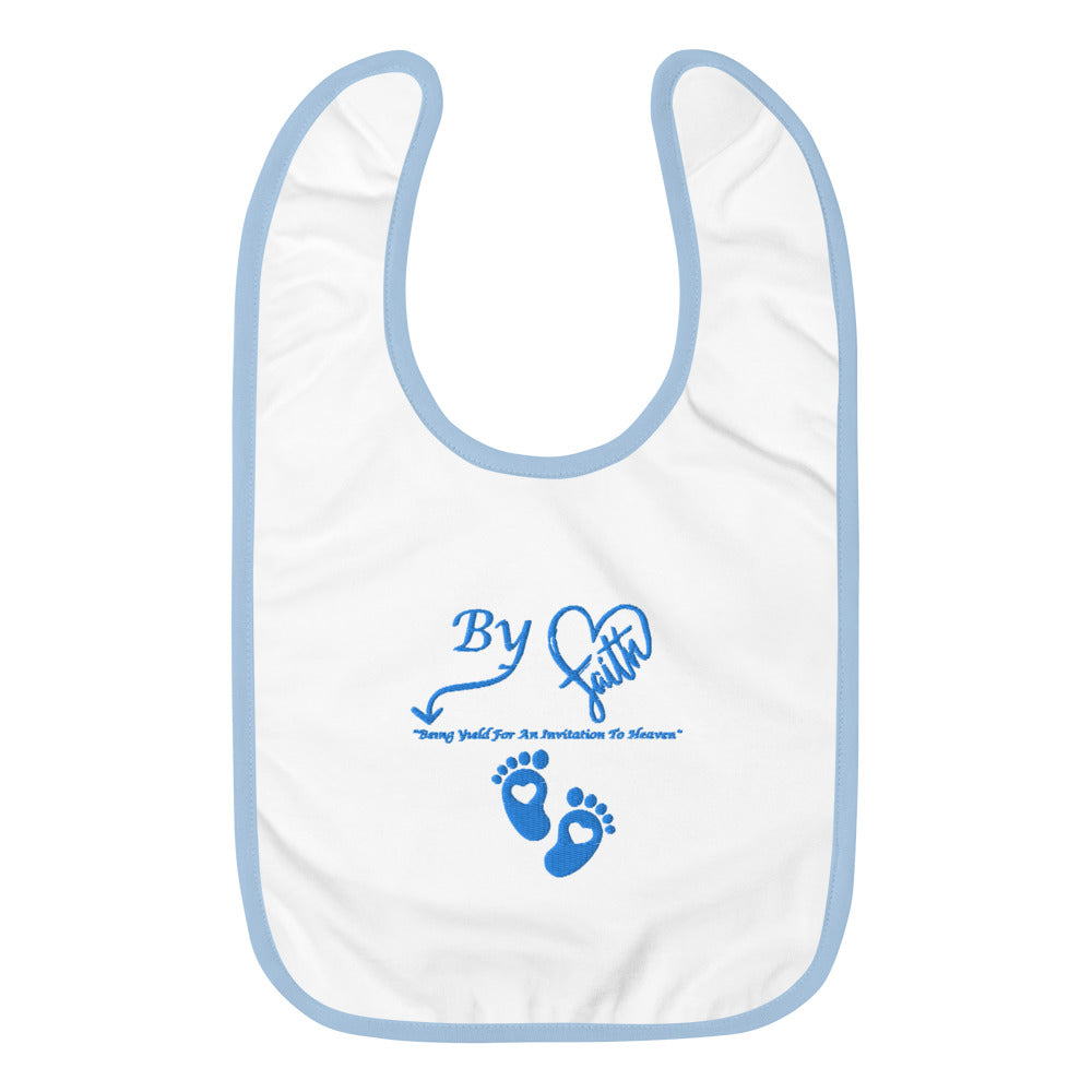 By Faith Embroidered Baby Bib