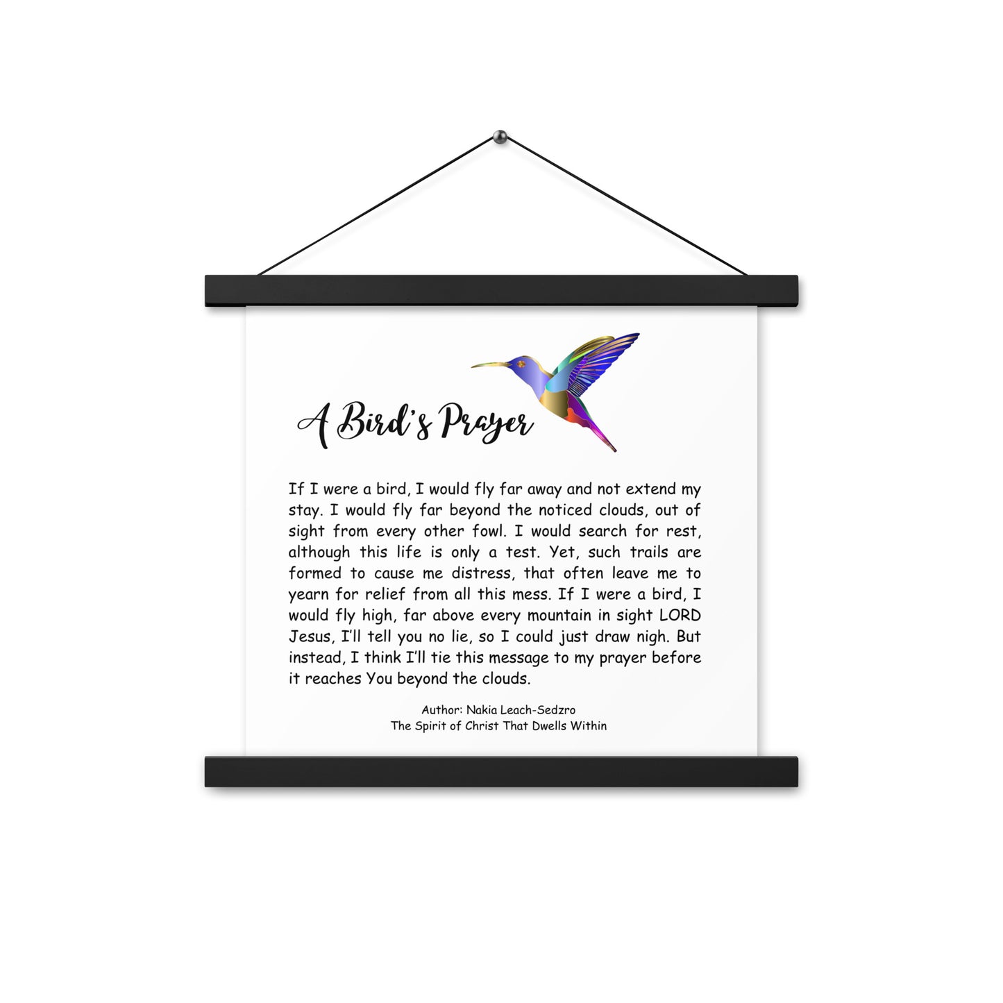 By Faith "A Bird's Prayer" Poem Poster With Hangers