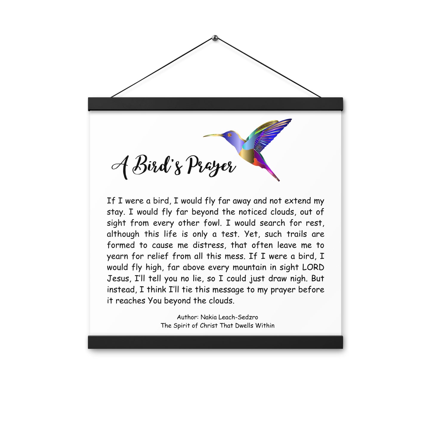 By Faith "A Bird's Prayer" Poem Poster With Hangers