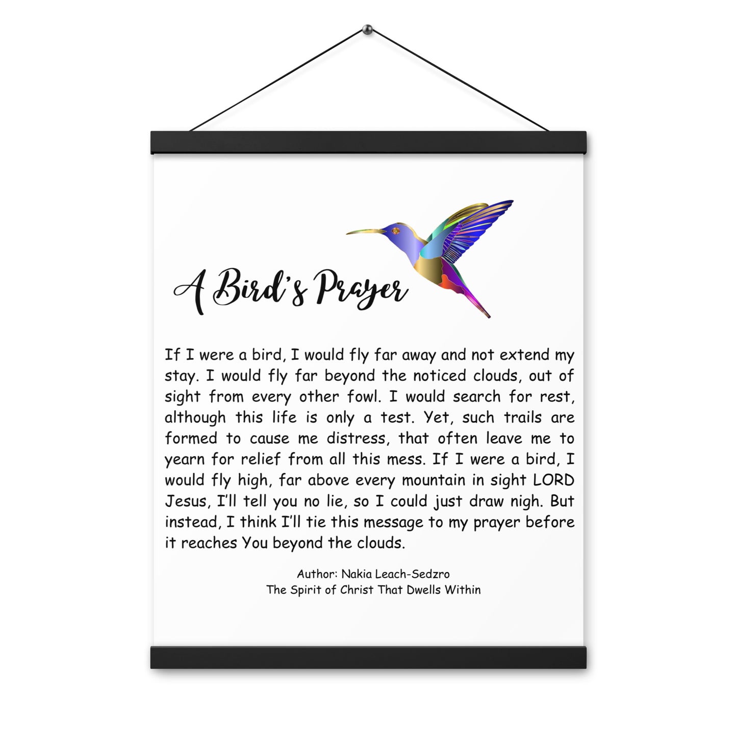 By Faith "A Bird's Prayer" Poem Poster With Hangers