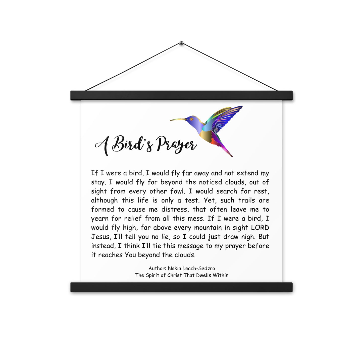 By Faith "A Bird's Prayer" Poem Poster With Hangers