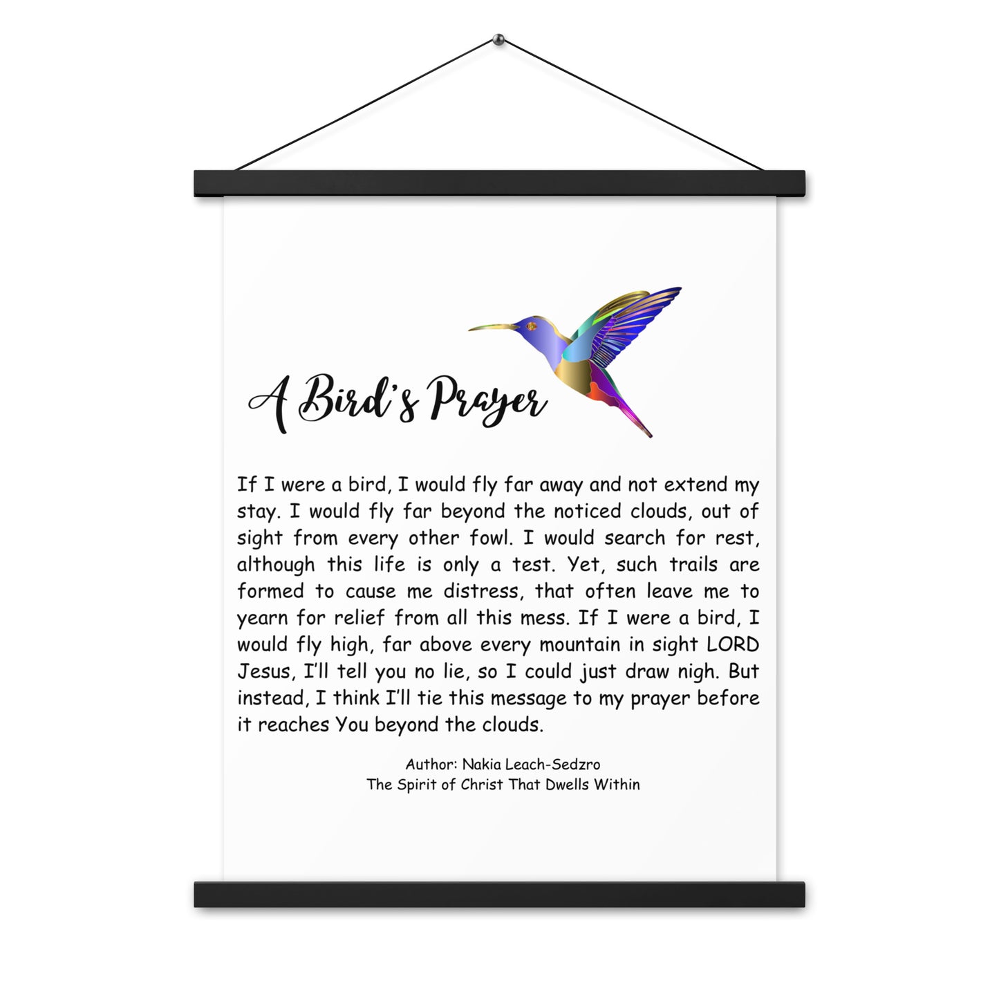 By Faith "A Bird's Prayer" Poem Poster With Hangers
