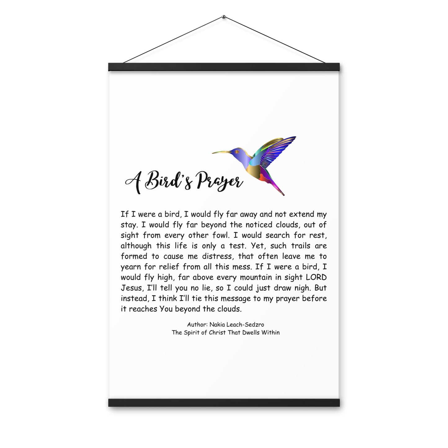 By Faith "A Bird's Prayer" Poem Poster With Hangers