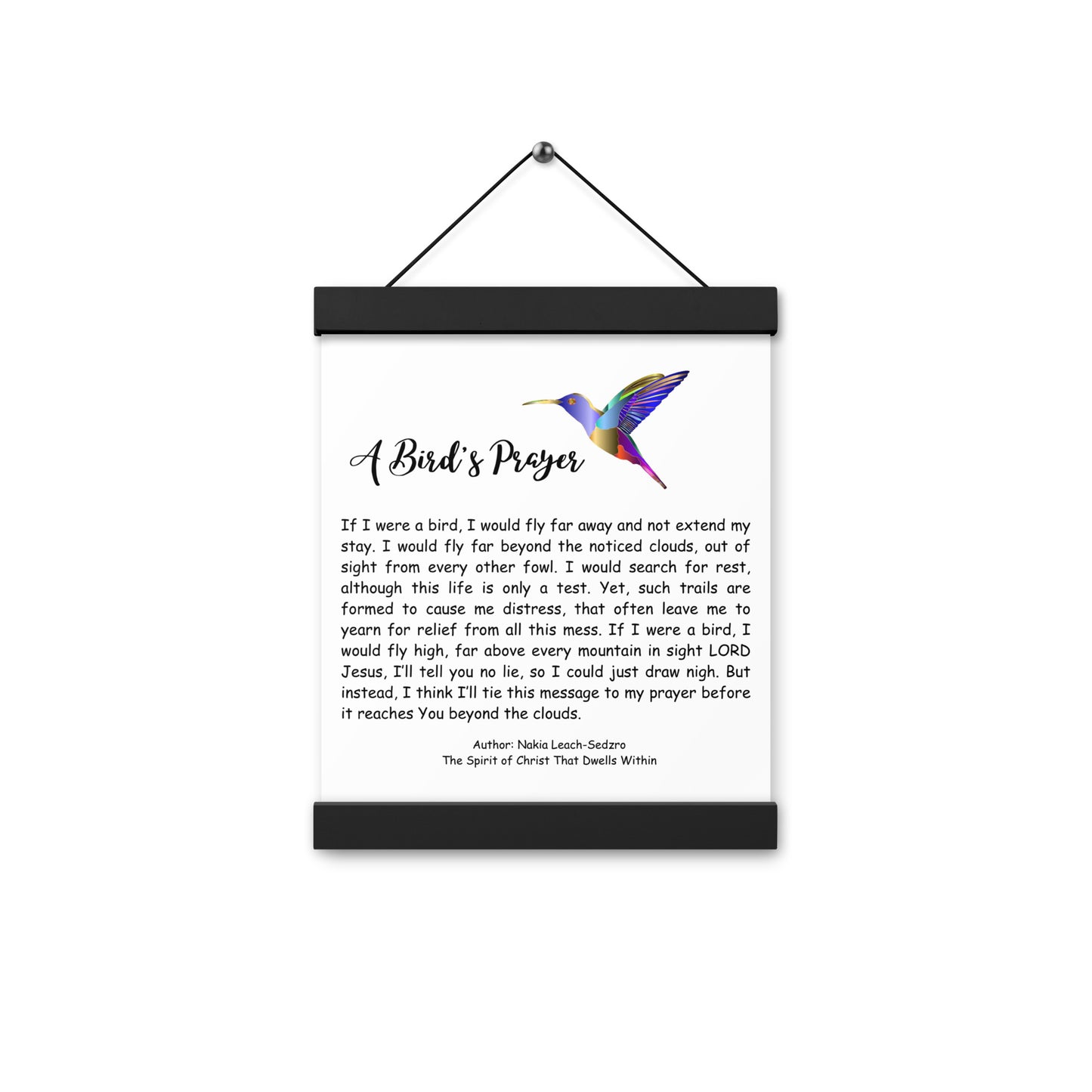 By Faith "A Bird's Prayer" Poem Poster With Hangers