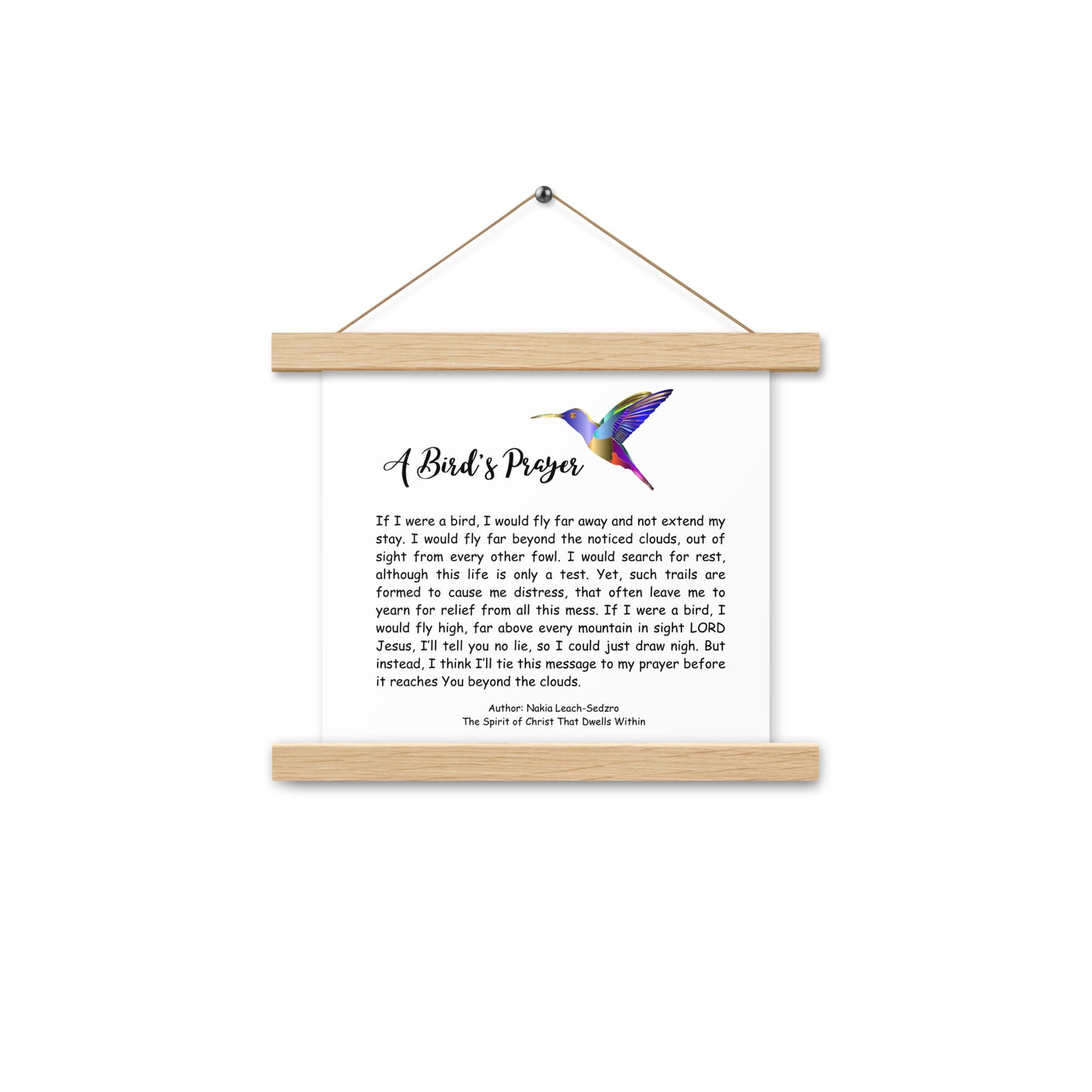 By Faith "A Bird's Prayer" Poem Poster With Hangers