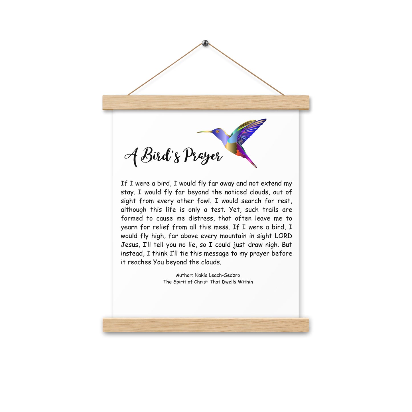 By Faith "A Bird's Prayer" Poem Poster With Hangers
