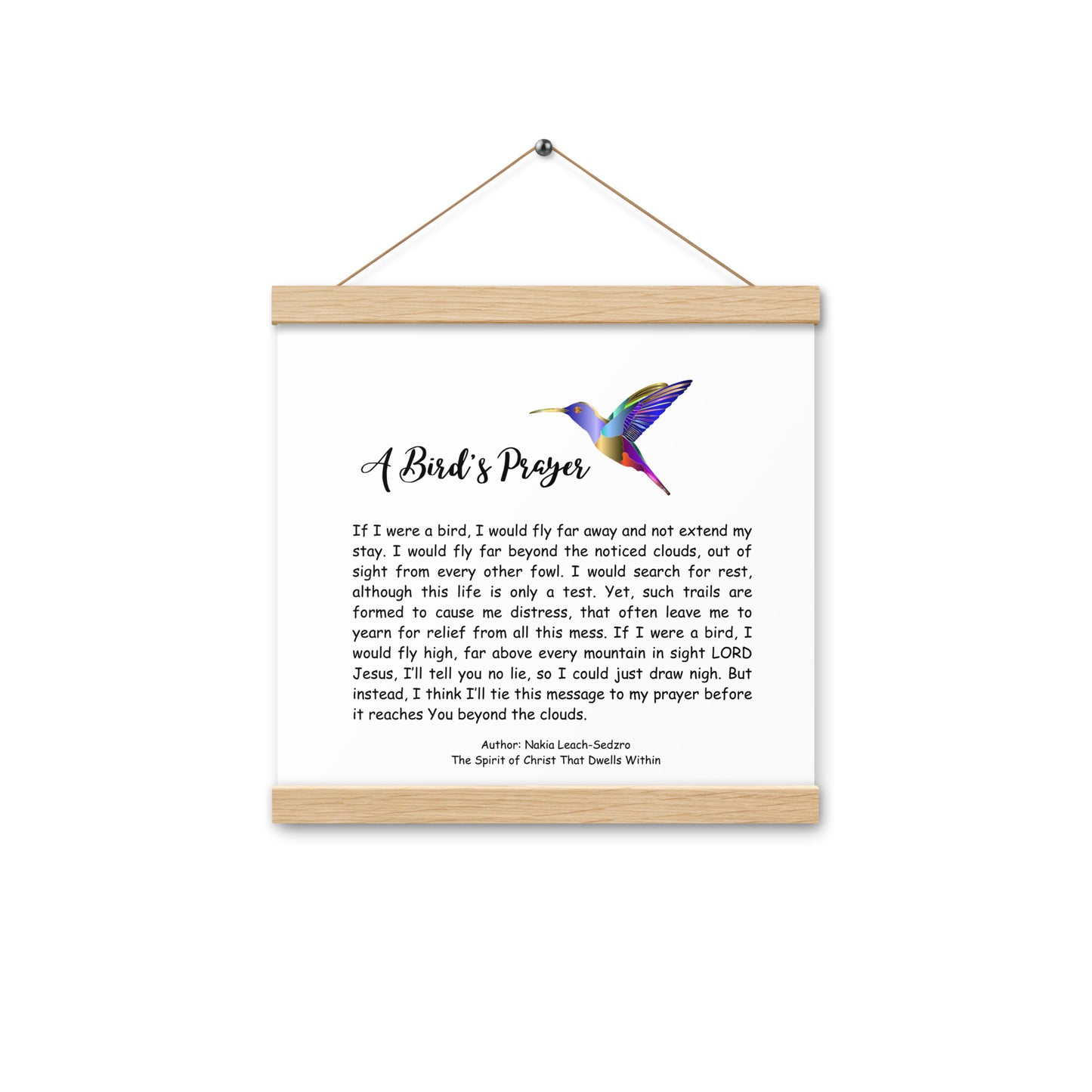 By Faith "A Bird's Prayer" Poem Poster With Hangers