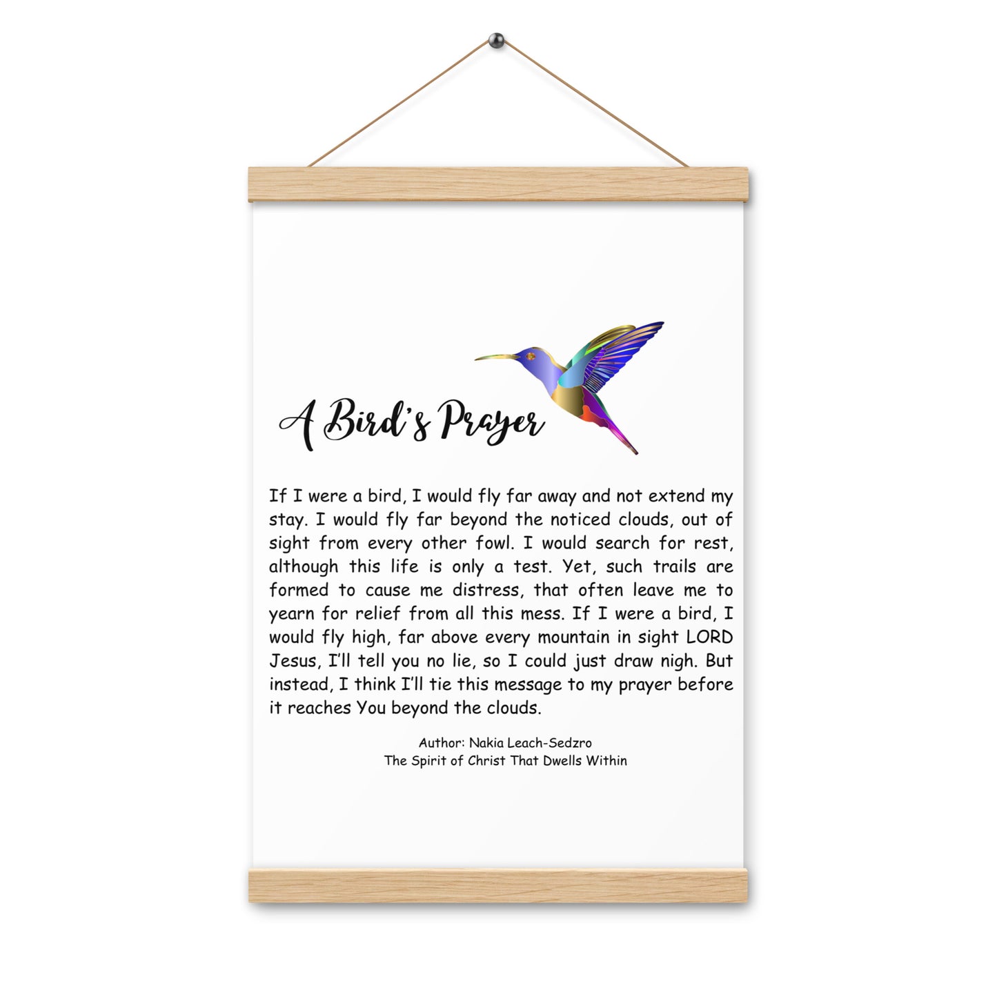 By Faith "A Bird's Prayer" Poem Poster With Hangers