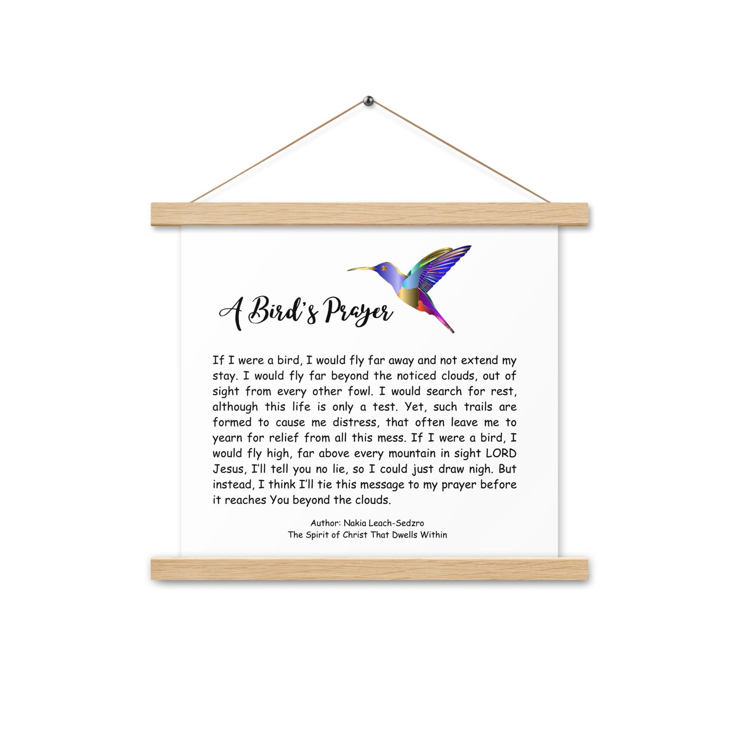 By Faith "A Bird's Prayer" Poem Poster With Hangers
