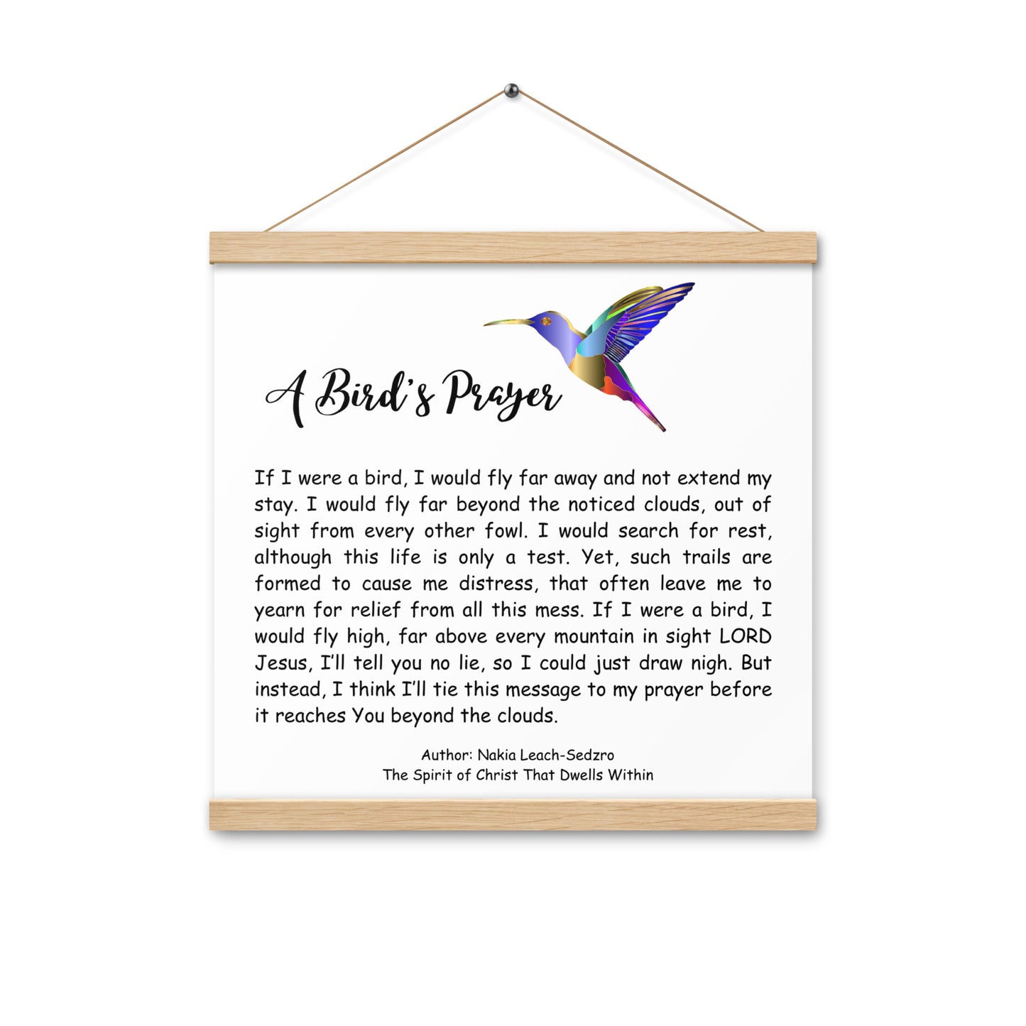 By Faith "A Bird's Prayer" Poem Poster With Hangers