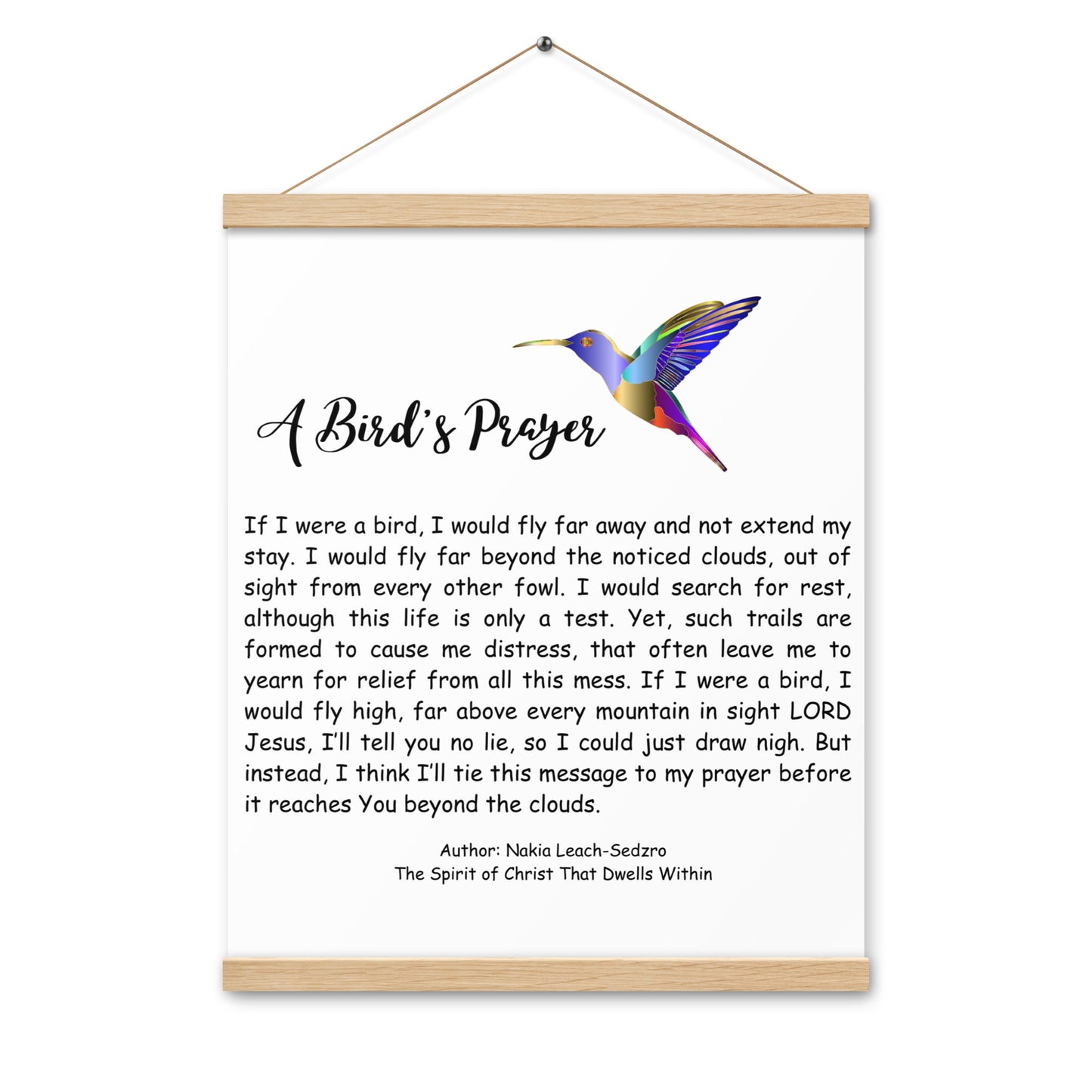 By Faith "A Bird's Prayer" Poem Poster With Hangers