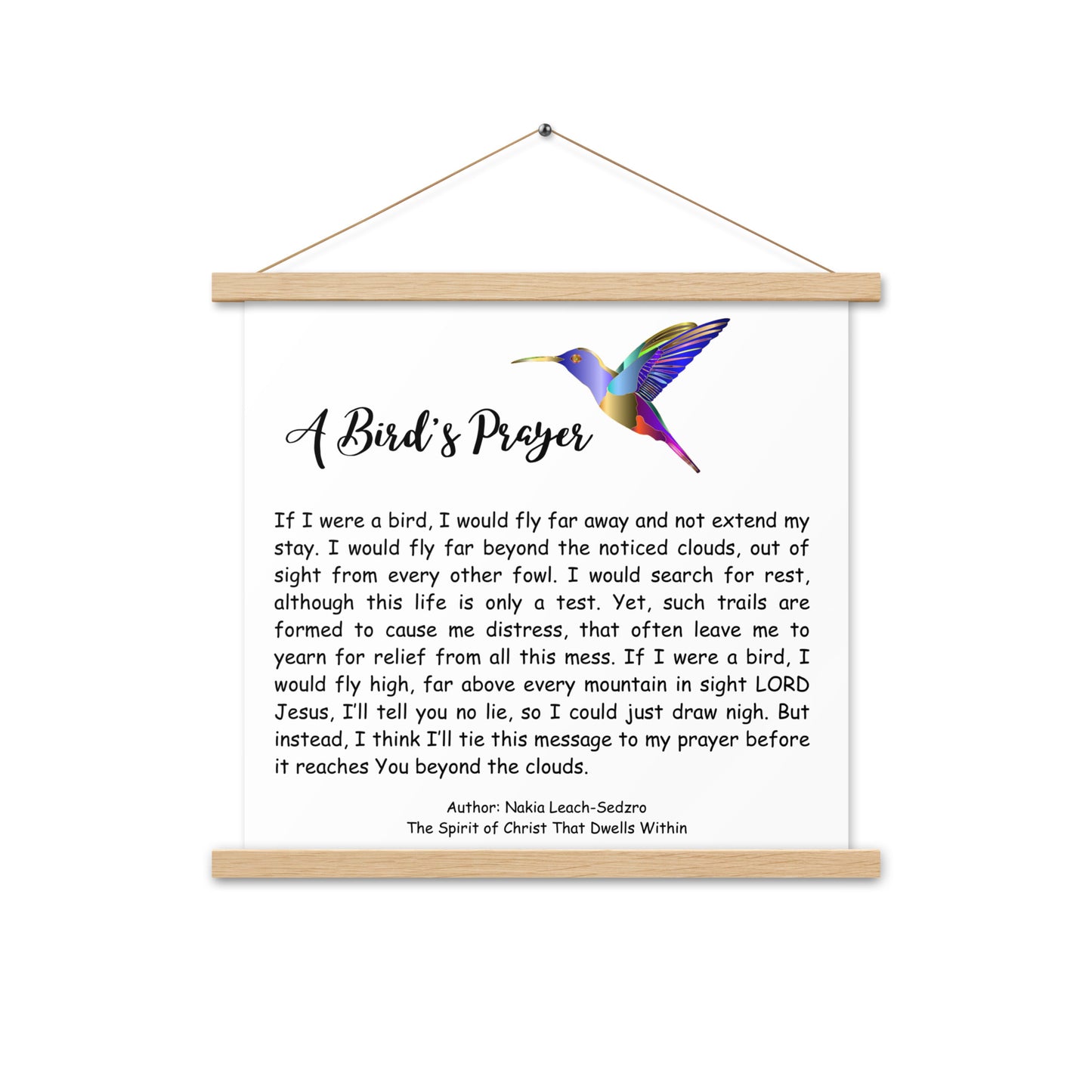 By Faith "A Bird's Prayer" Poem Poster With Hangers