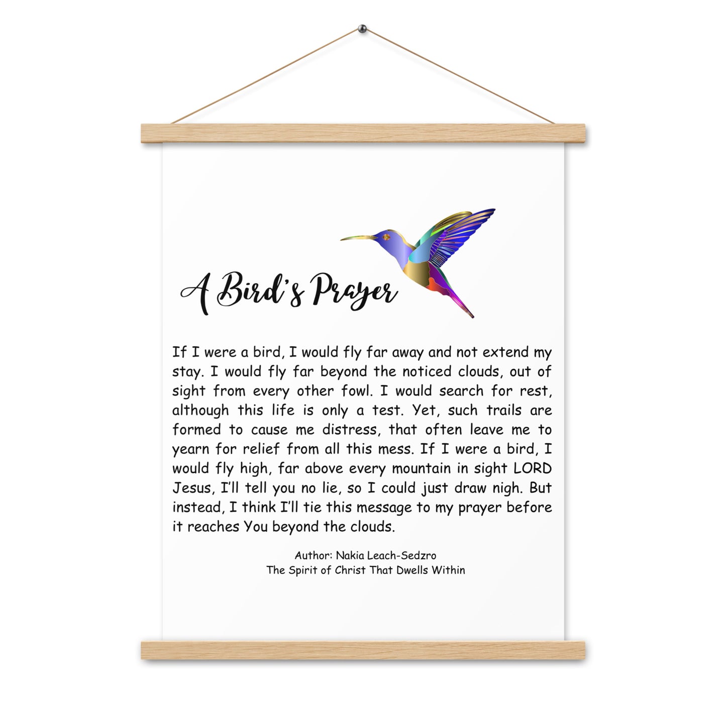 By Faith "A Bird's Prayer" Poem Poster With Hangers