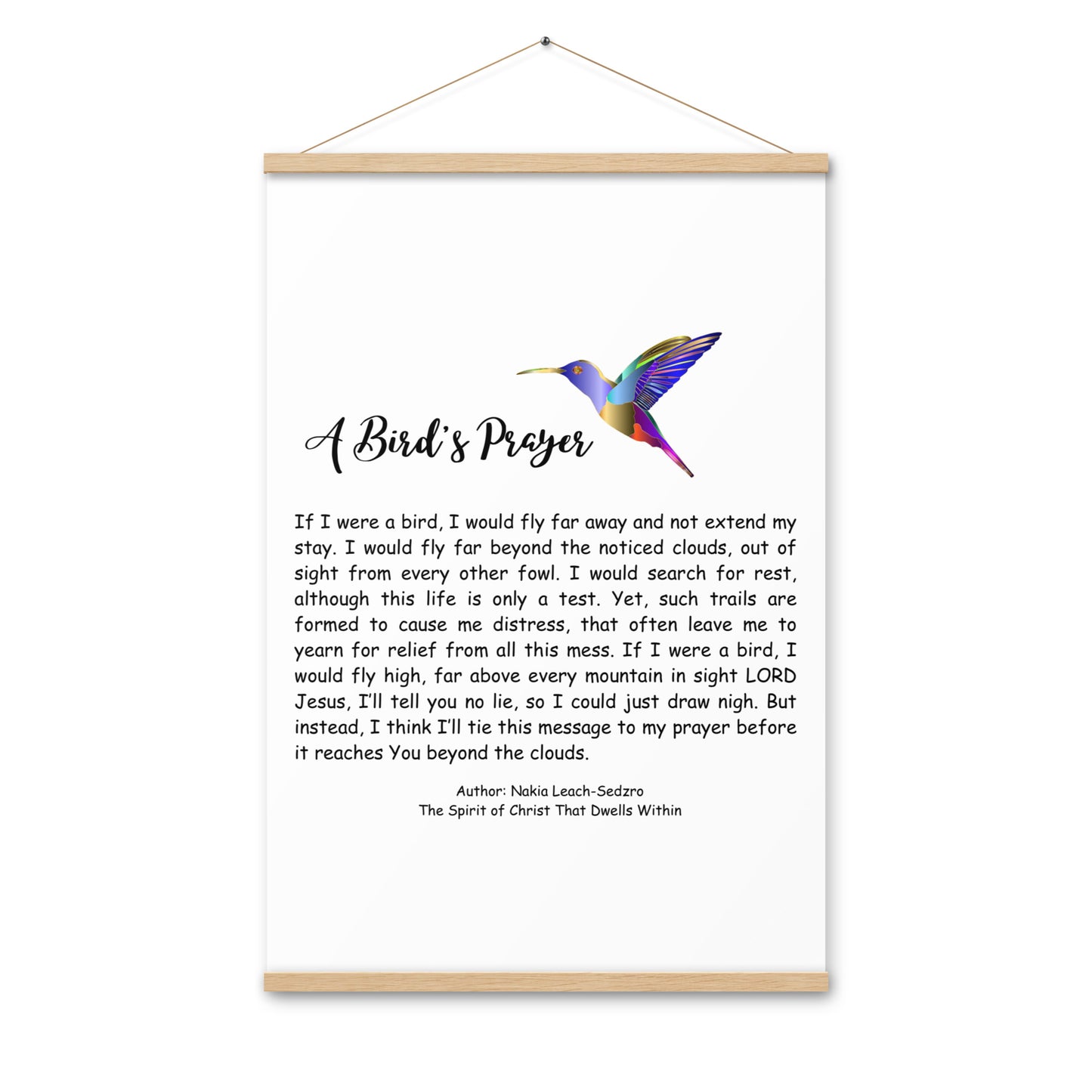 By Faith "A Bird's Prayer" Poem Poster With Hangers
