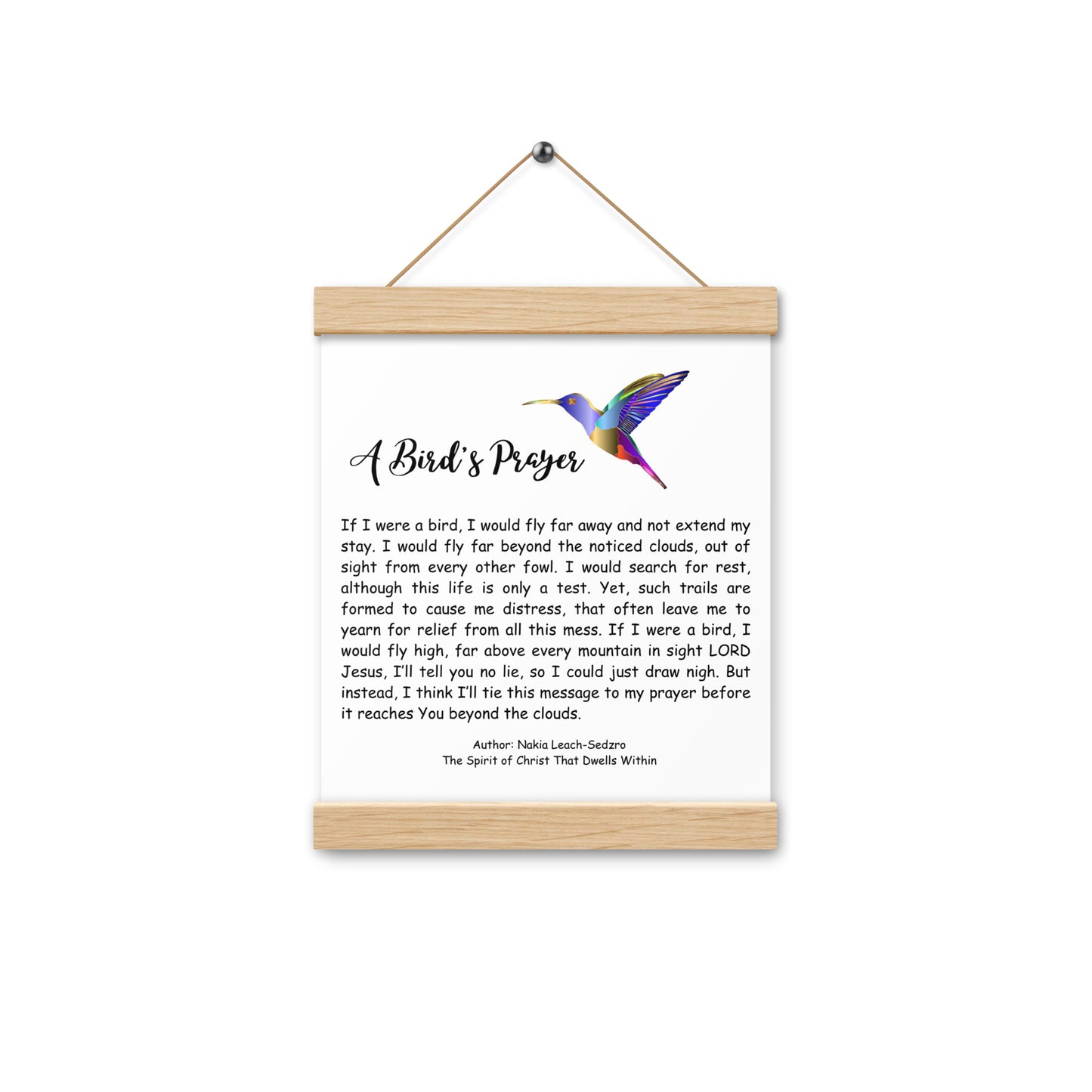 By Faith "A Bird's Prayer" Poem Poster With Hangers