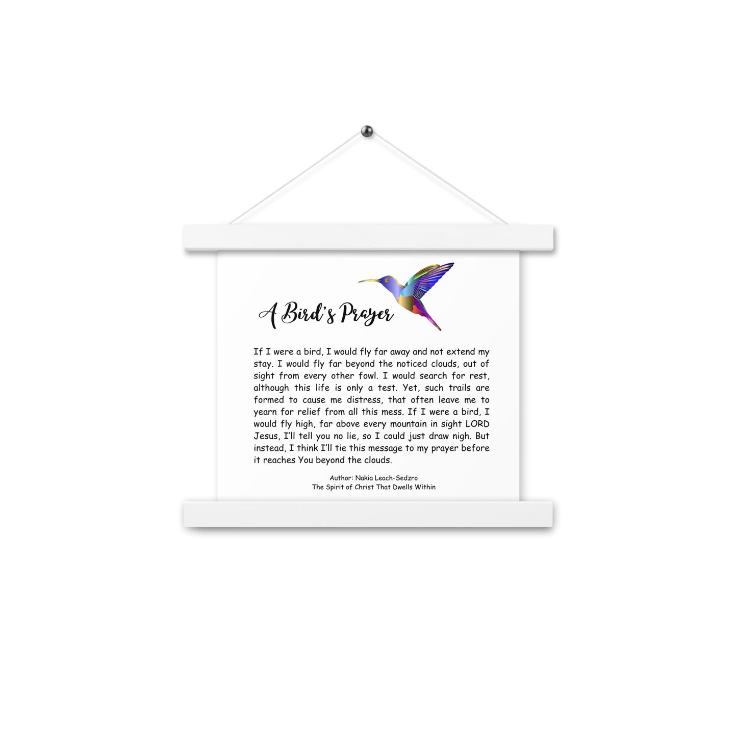 By Faith "A Bird's Prayer" Poem Poster With Hangers