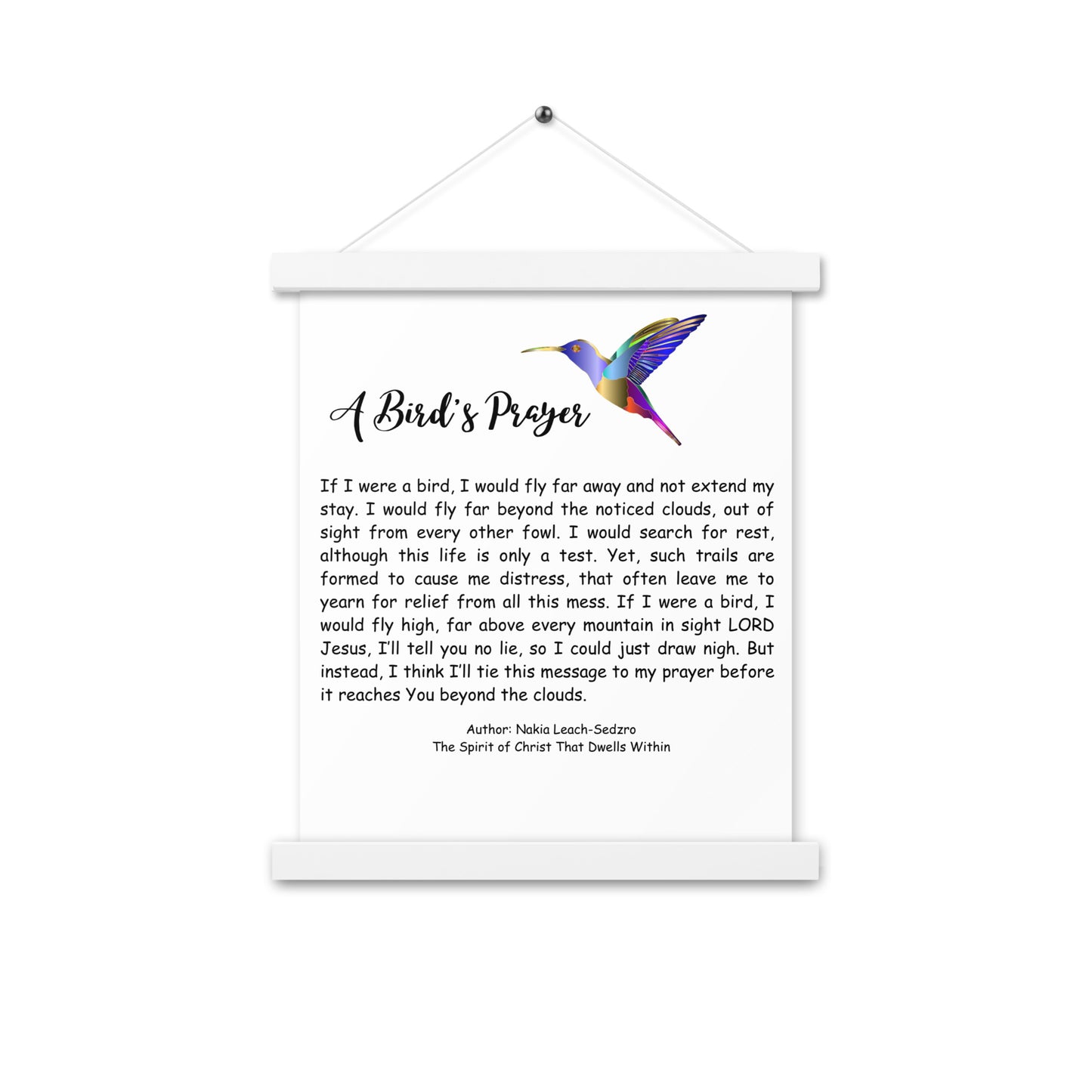 By Faith "A Bird's Prayer" Poem Poster With Hangers