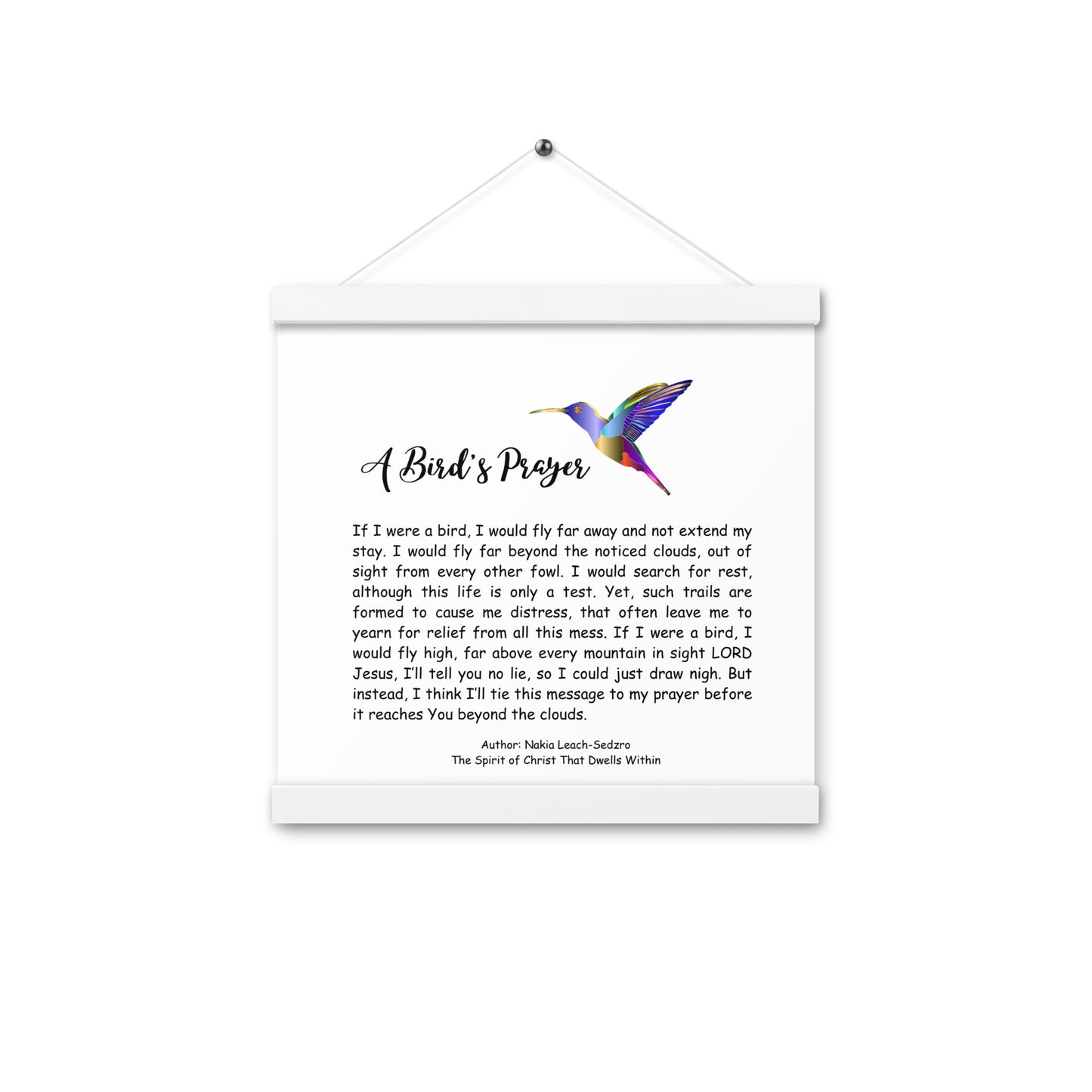 By Faith "A Bird's Prayer" Poem Poster With Hangers