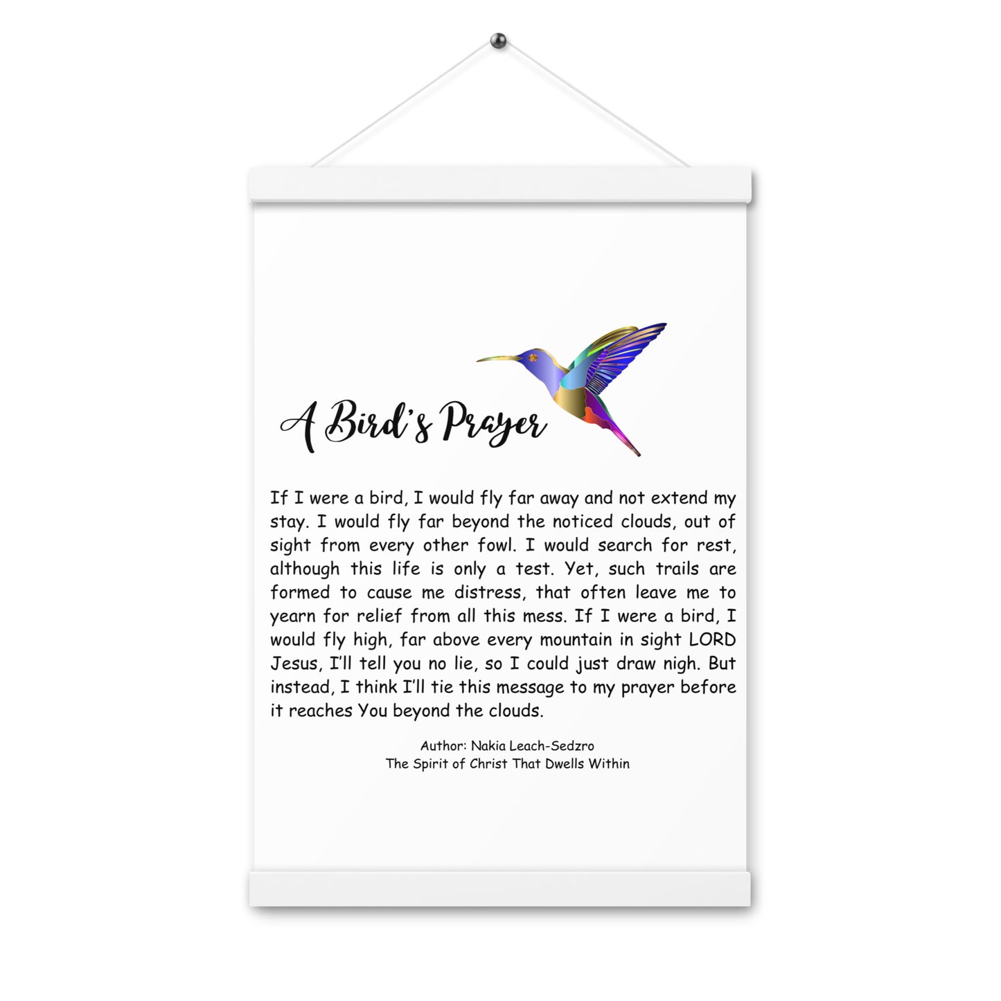 By Faith "A Bird's Prayer" Poem Poster With Hangers
