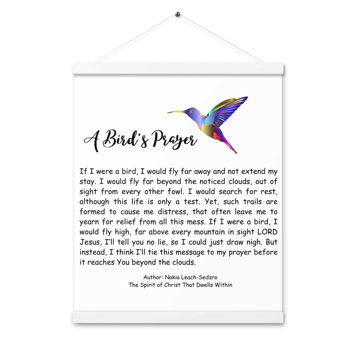 By Faith "A Bird's Prayer" Poem Poster With Hangers