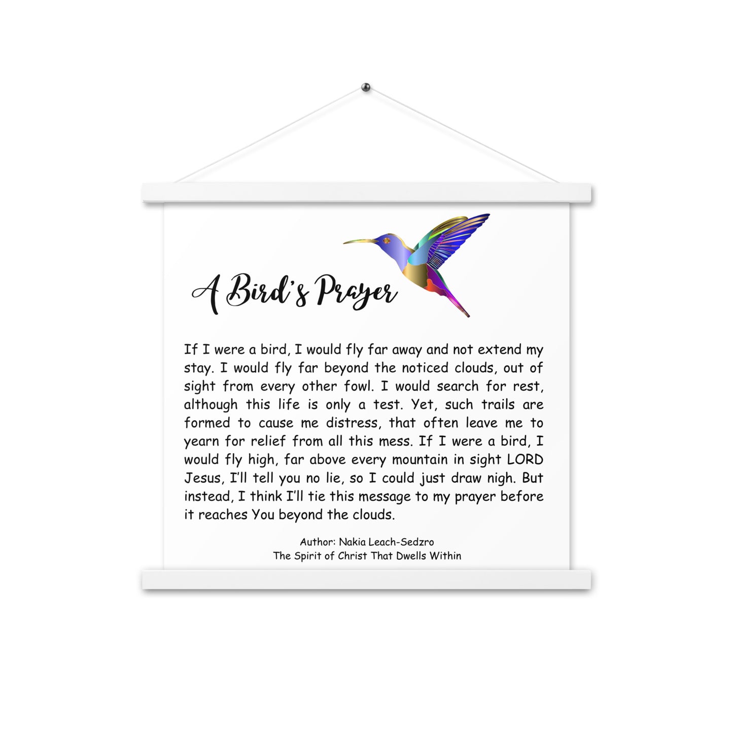 By Faith "A Bird's Prayer" Poem Poster With Hangers