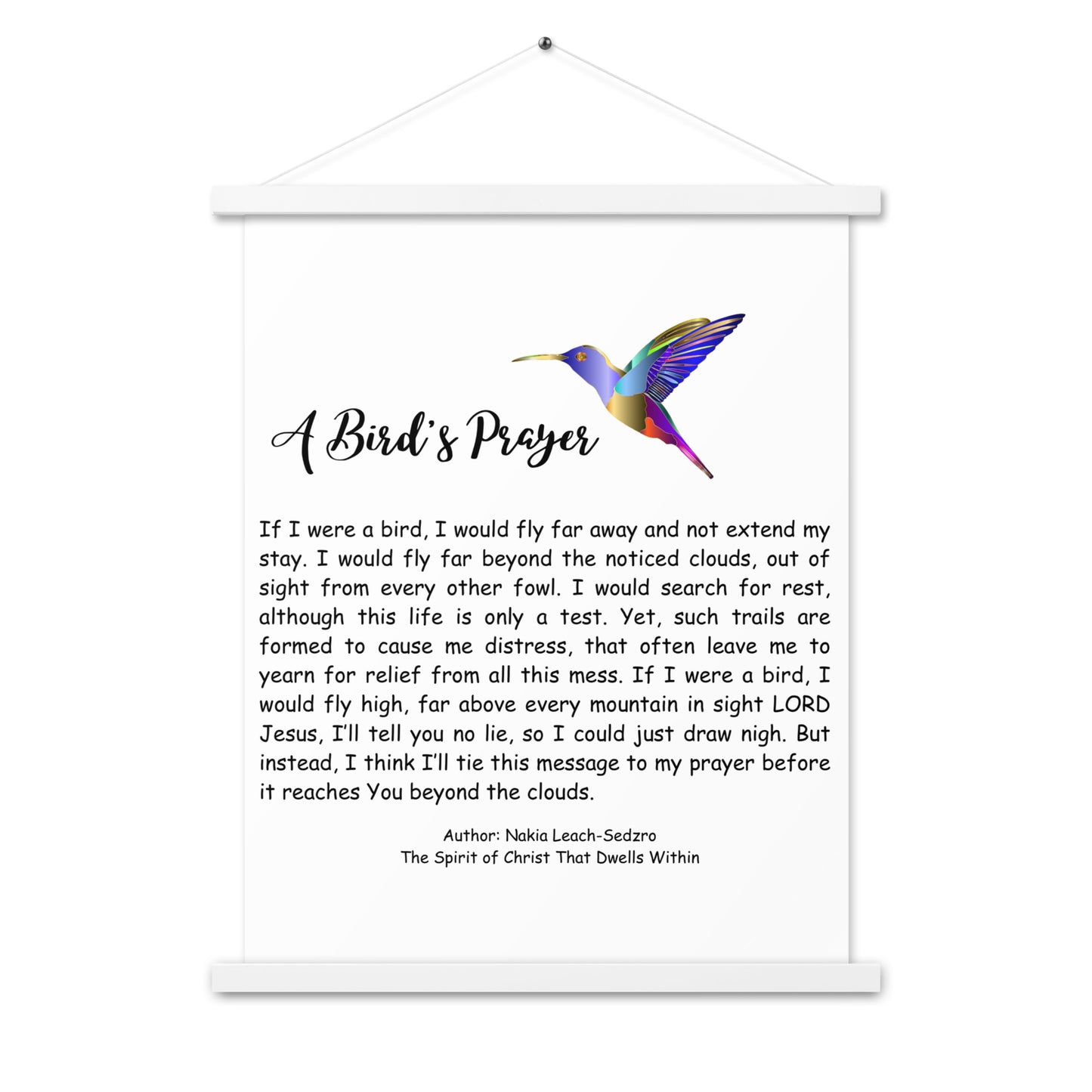 By Faith "A Bird's Prayer" Poem Poster With Hangers