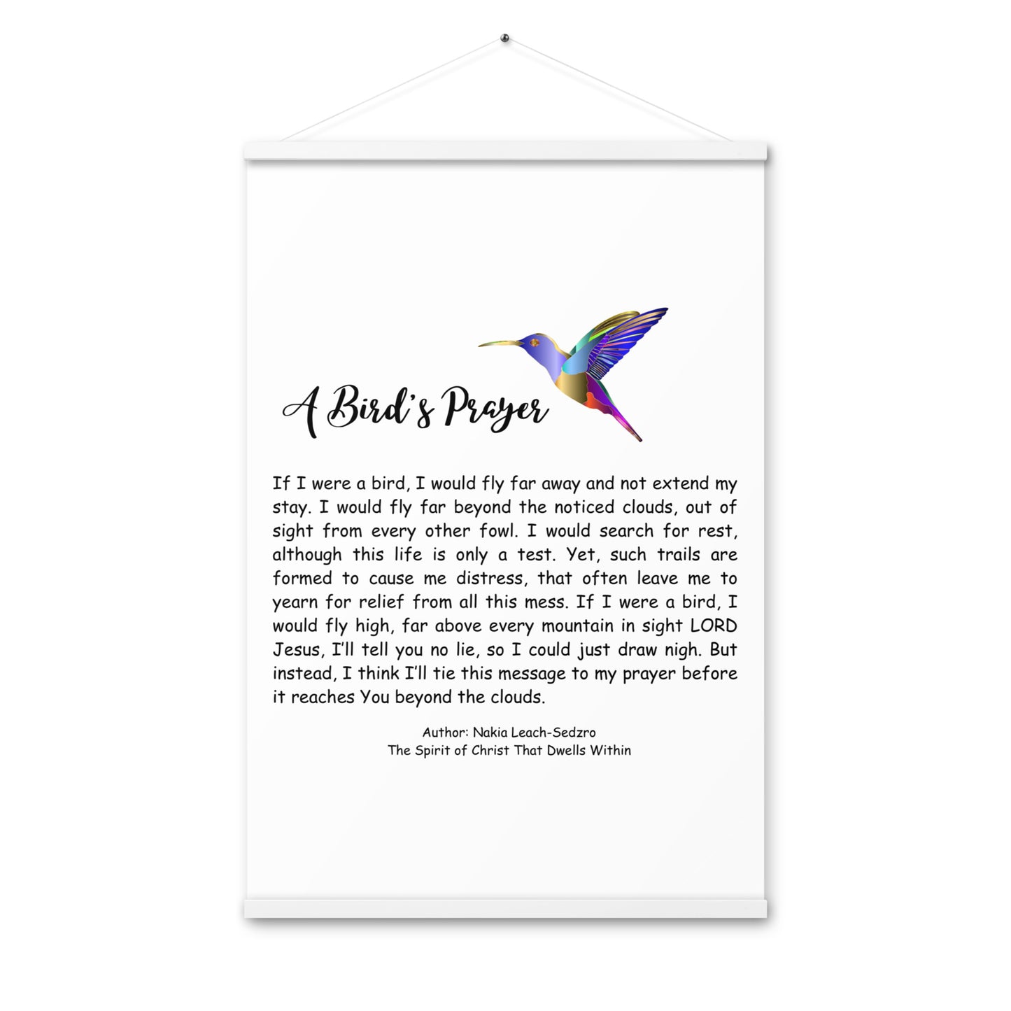 By Faith "A Bird's Prayer" Poem Poster With Hangers