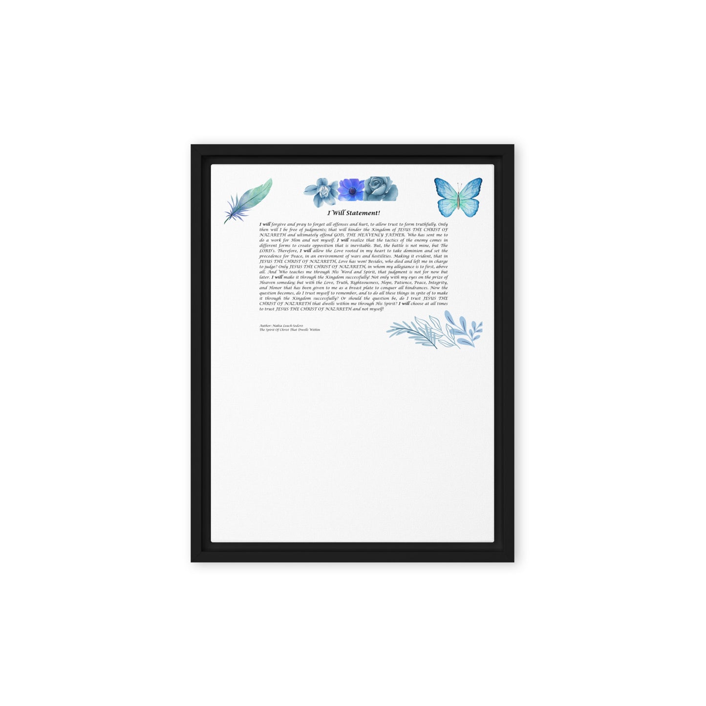 By Faith I Will Statement Framed Canvas