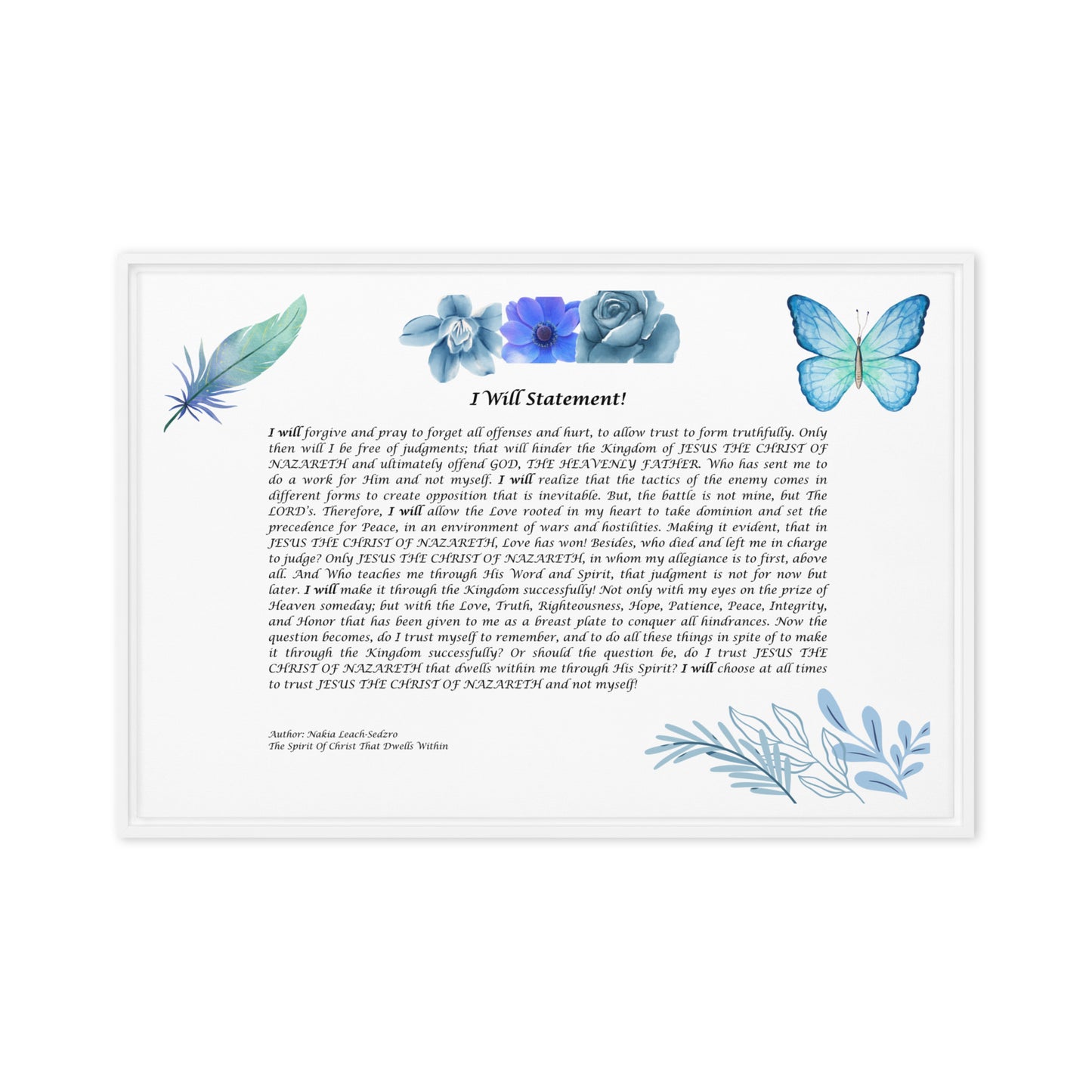 By Faith I Will Statement Framed Canvas