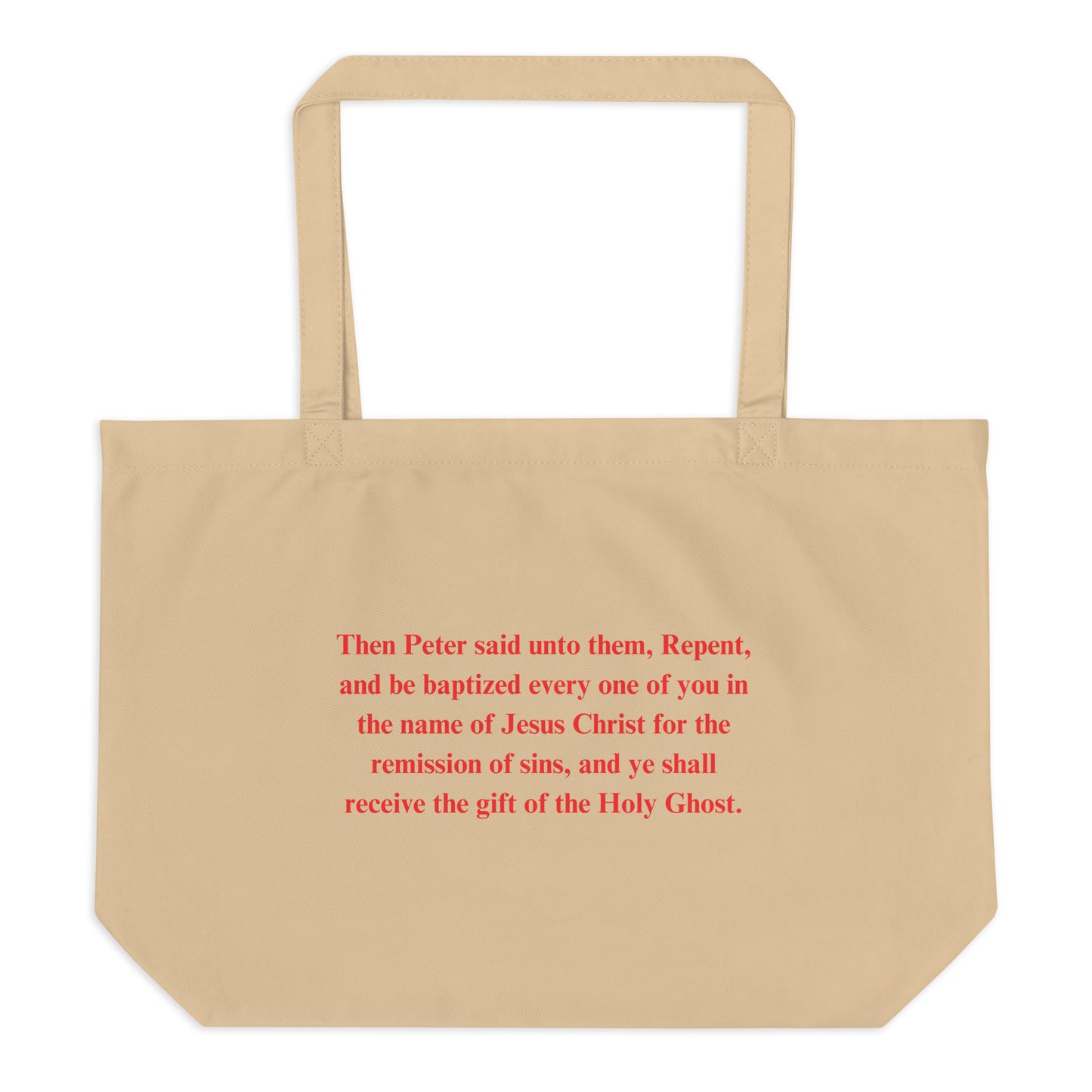 By Faith Acts 2:38 Women Large Organic Tote Bag
