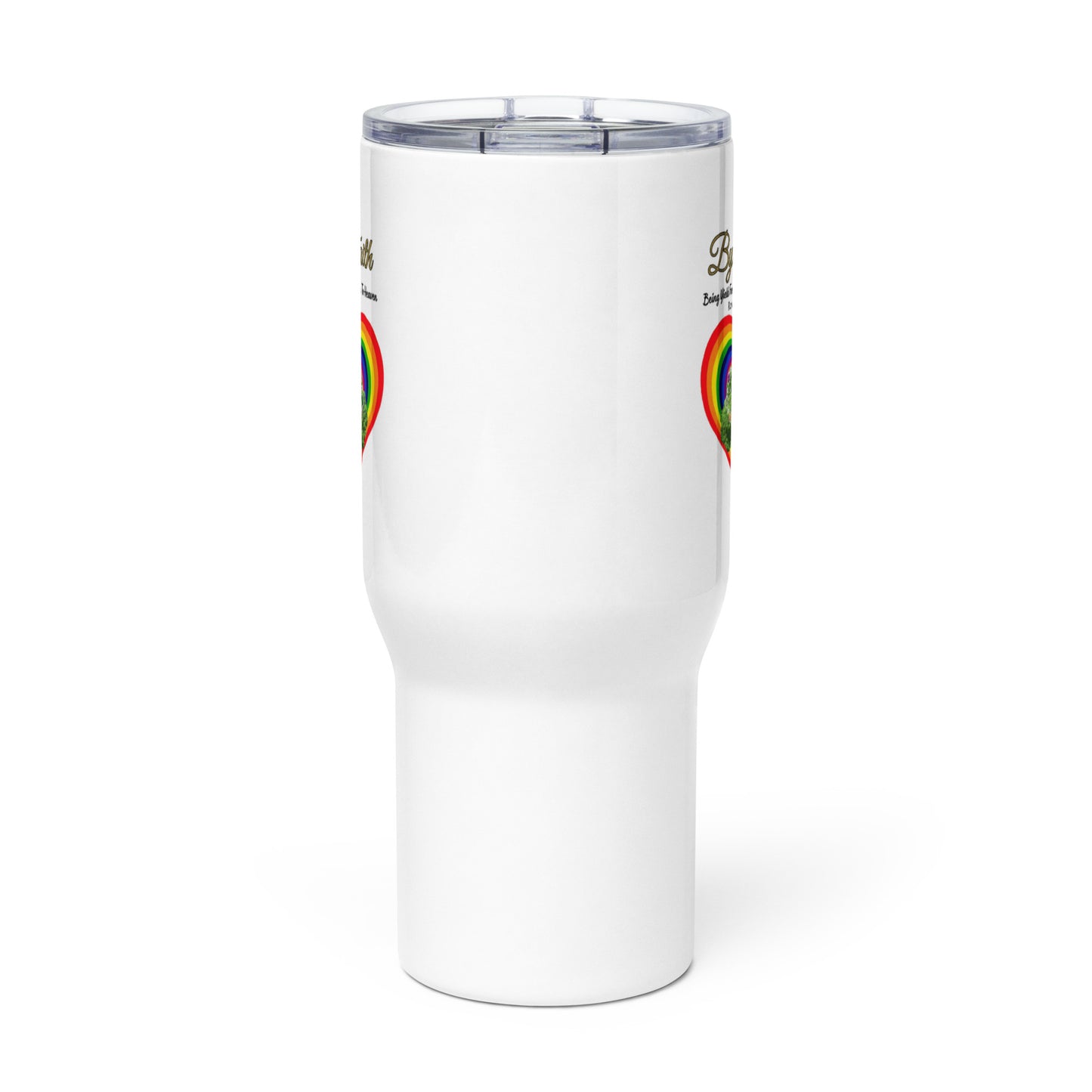 By Faith Logo Travel Mug With A Handle