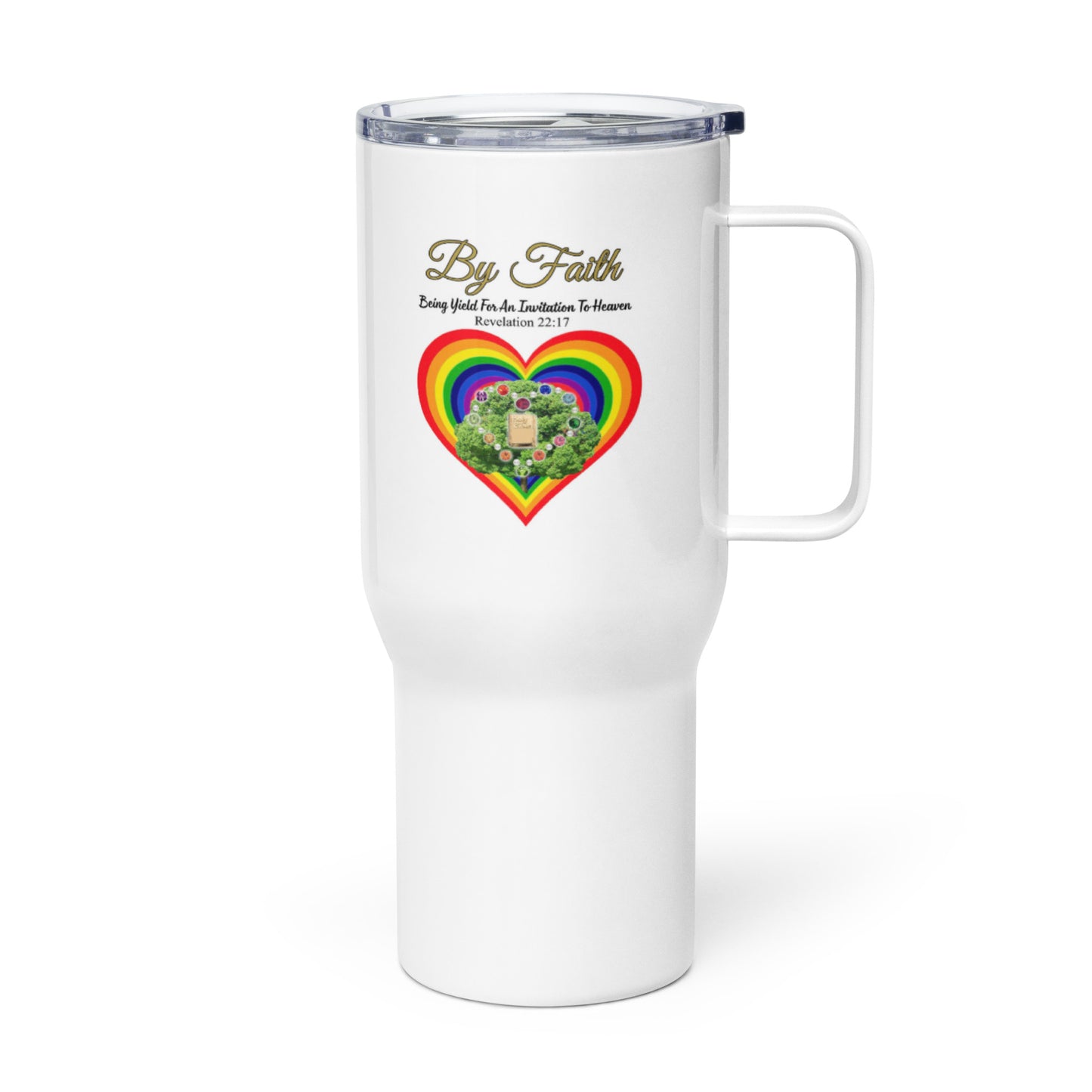 By Faith Logo Travel Mug With A Handle