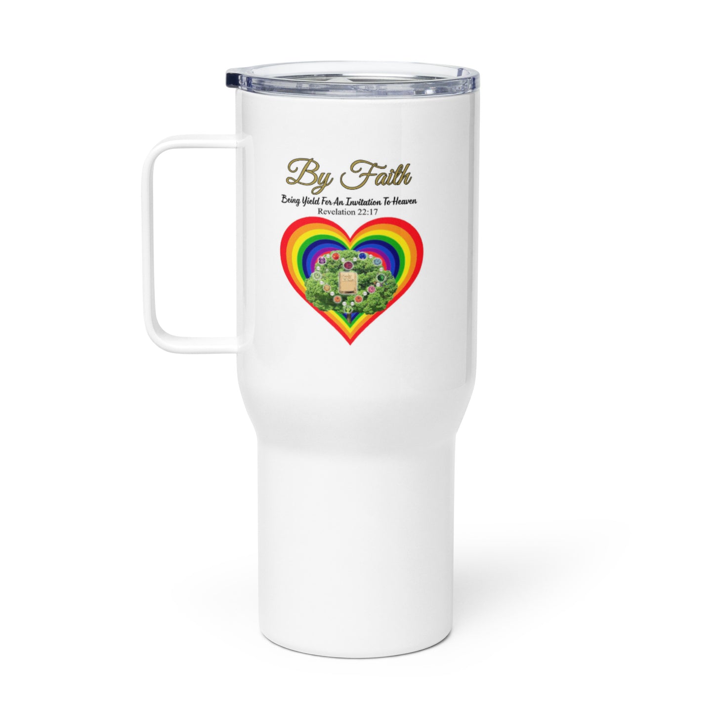 By Faith Logo Travel Mug With A Handle