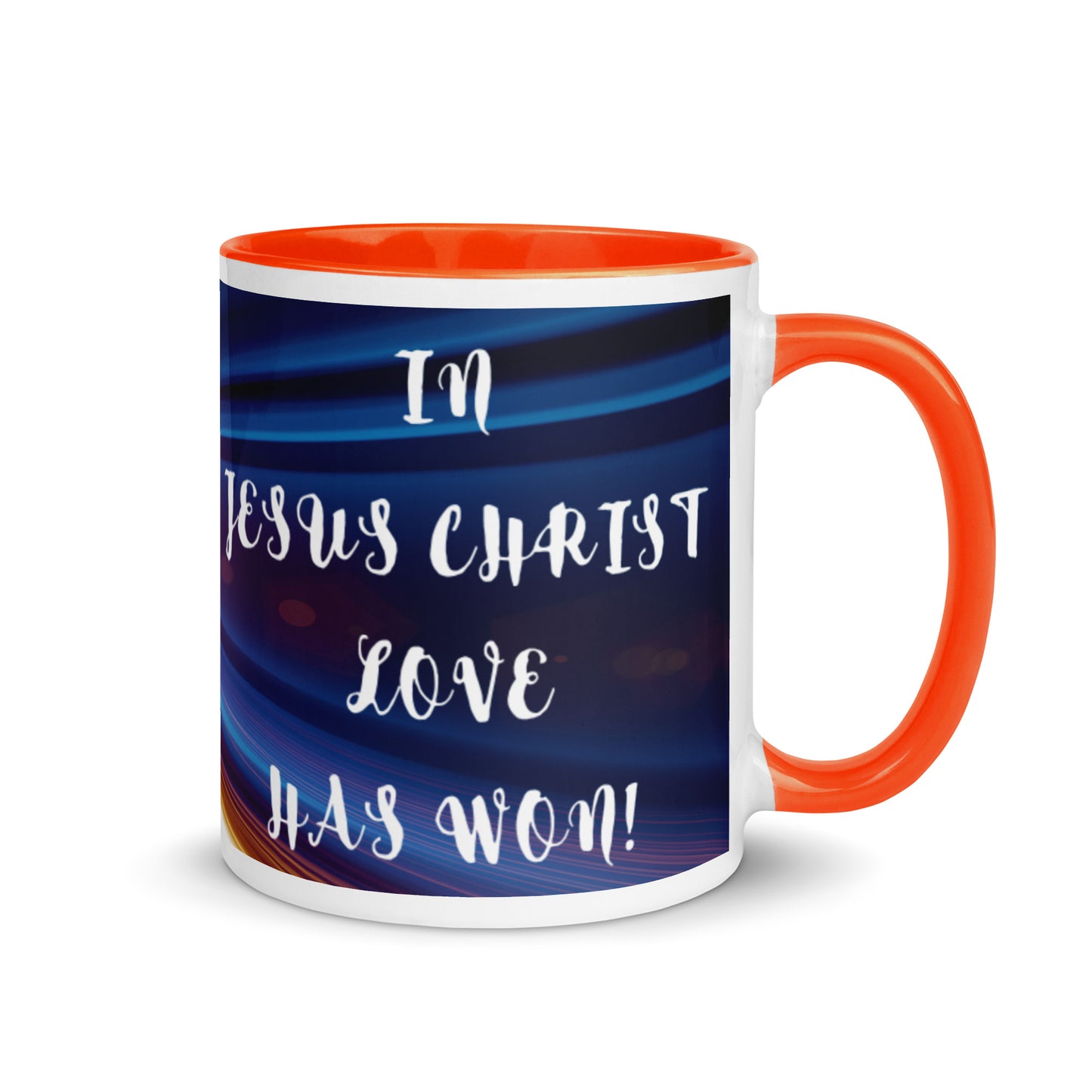 By Faith In Jesus Christ Love Has Won Mug with Color Inside