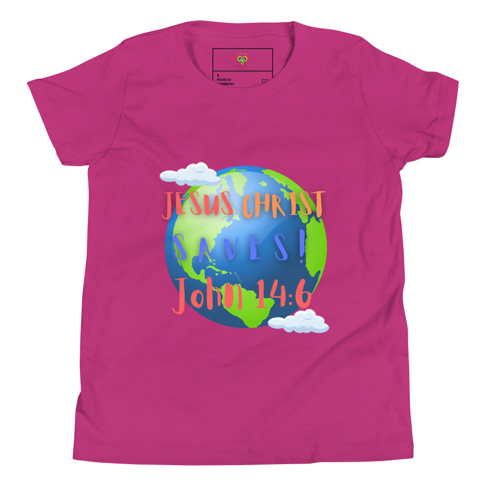 By Faith Jesus Christ Saves John 14:6 Youth Short Sleeve T-Shirt
