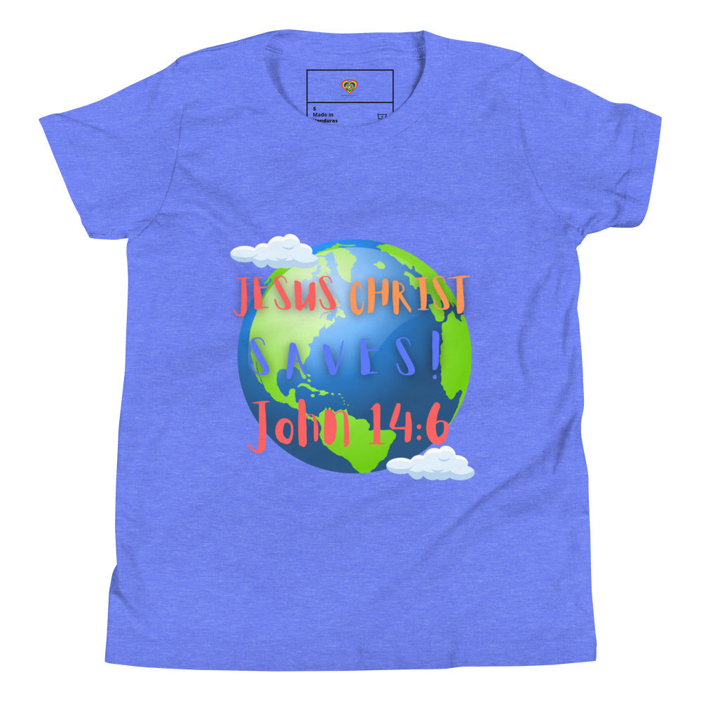 By Faith Jesus Christ Saves John 14:6 Youth Short Sleeve T-Shirt