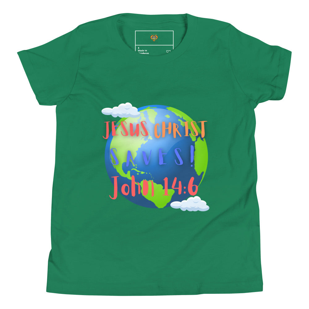 By Faith Jesus Christ Saves John 14:6 Youth Short Sleeve T-Shirt