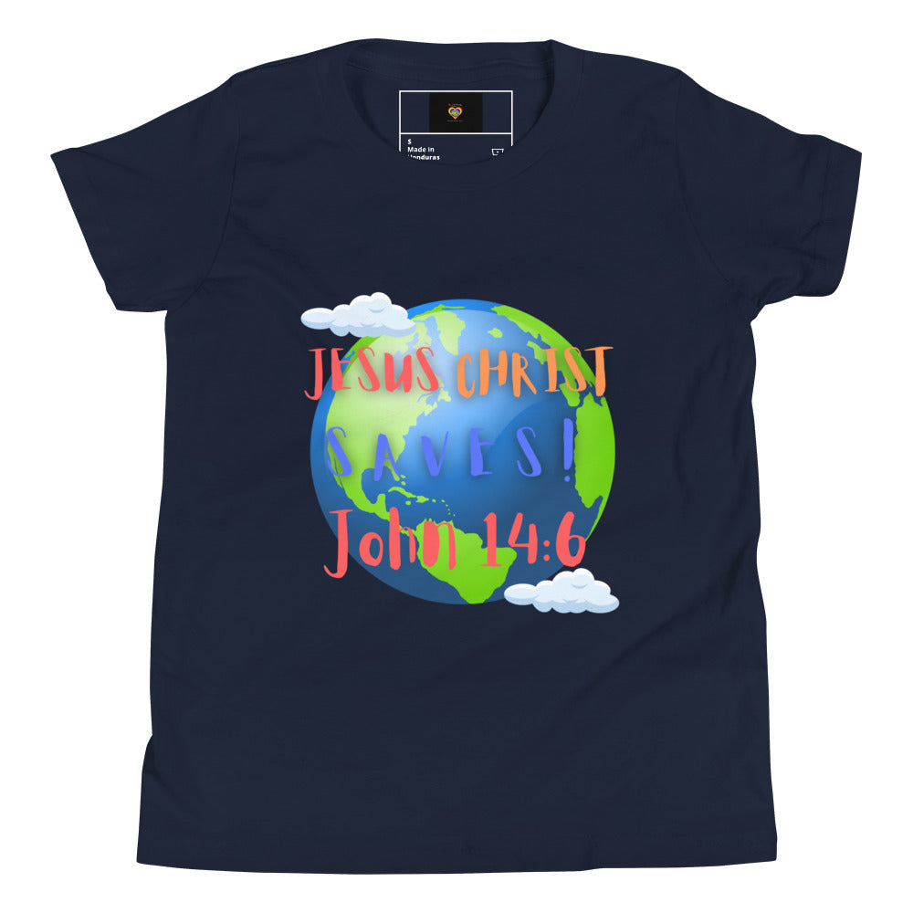 By Faith Jesus Christ Saves John 14:6 Youth Short Sleeve T-Shirt