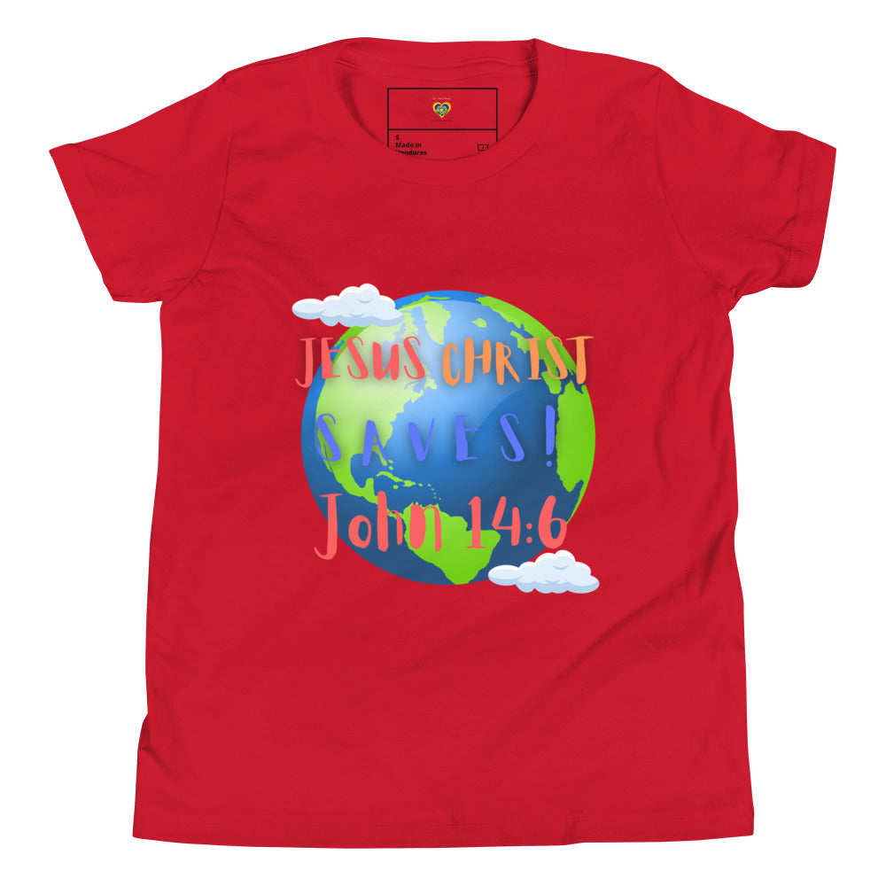 By Faith Jesus Christ Saves John 14:6 Youth Short Sleeve T-Shirt