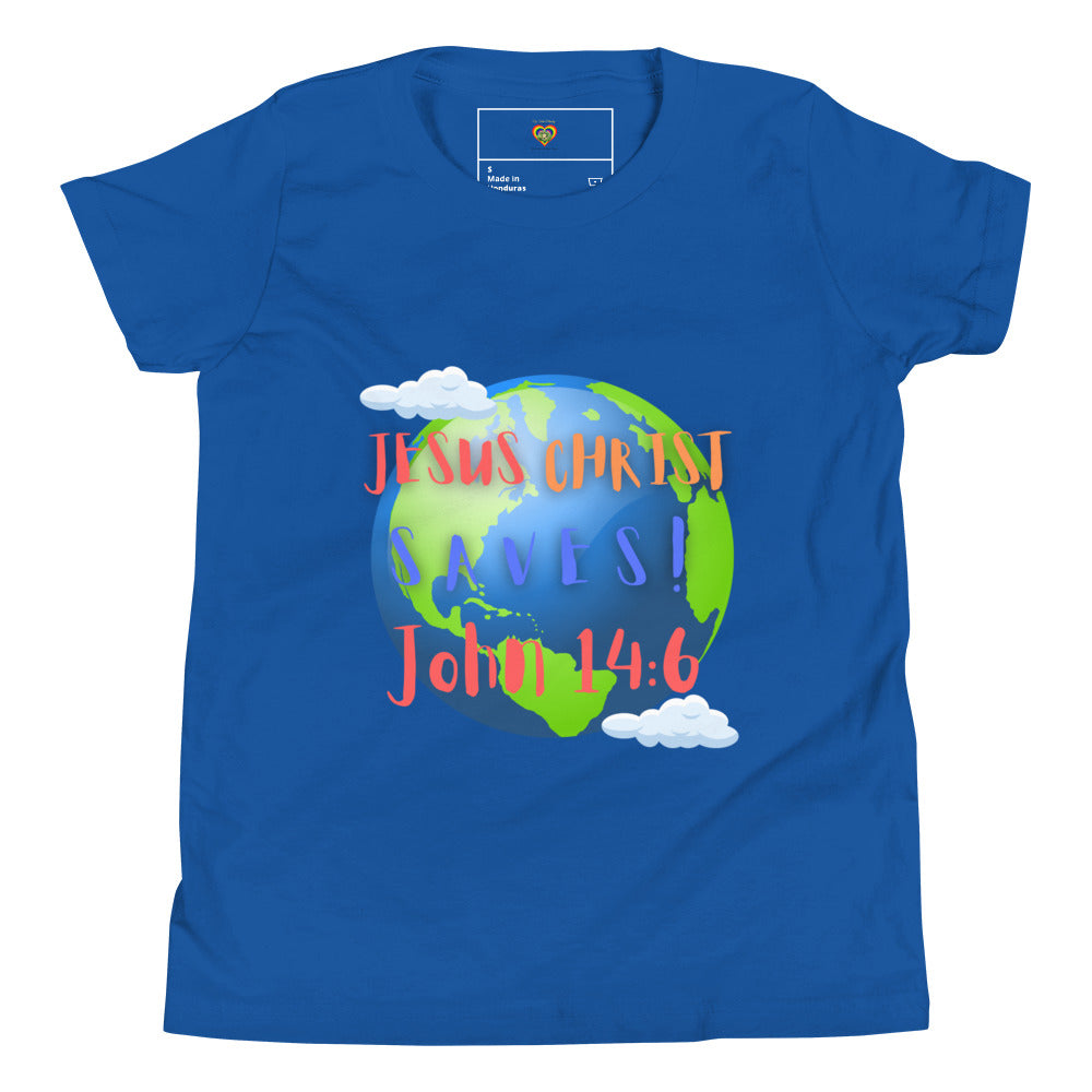 By Faith Jesus Christ Saves John 14:6 Youth Short Sleeve T-Shirt