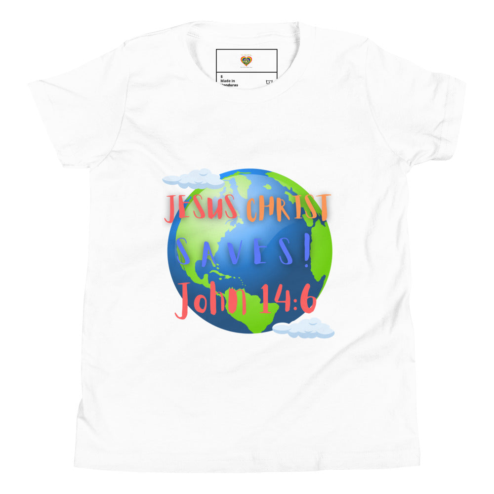 By Faith Jesus Christ Saves John 14:6 Youth Short Sleeve T-Shirt